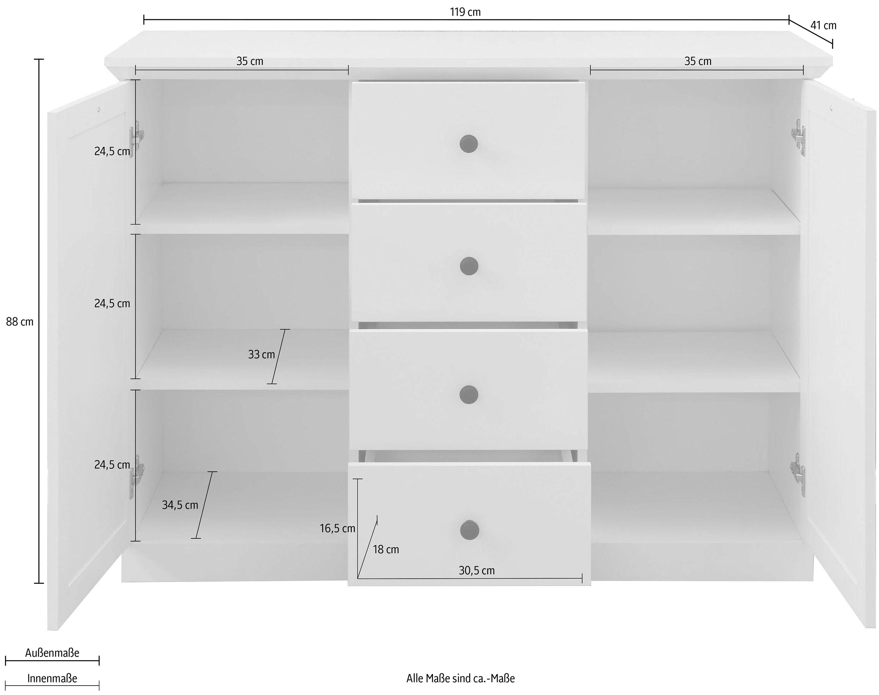 Home affaire Dressoir Örebro Commode, tijdloze landhuisstijl, met volledige uittrekbaarheid