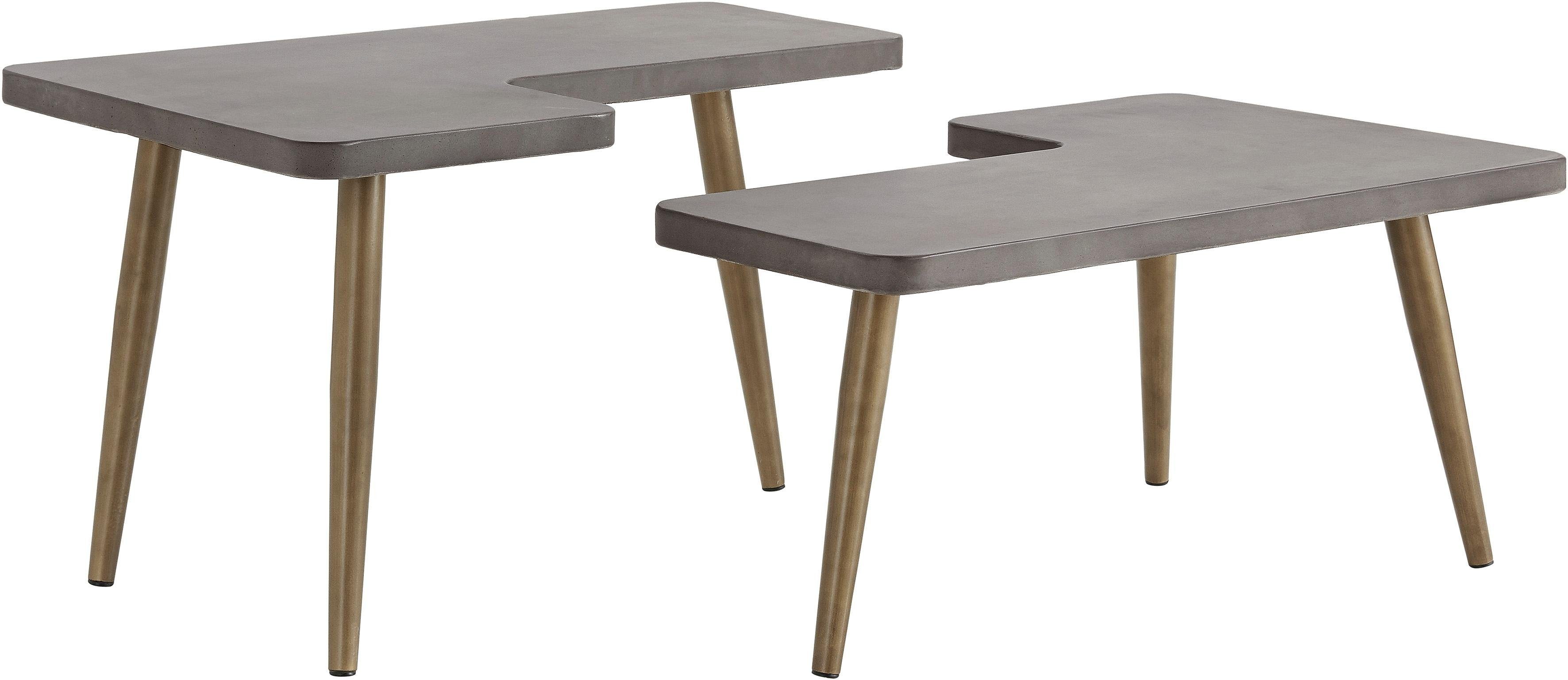 INOSIGN Salontafel Loupe Tafelblad van beton, tafelpoten van messing, breedte 137 cm