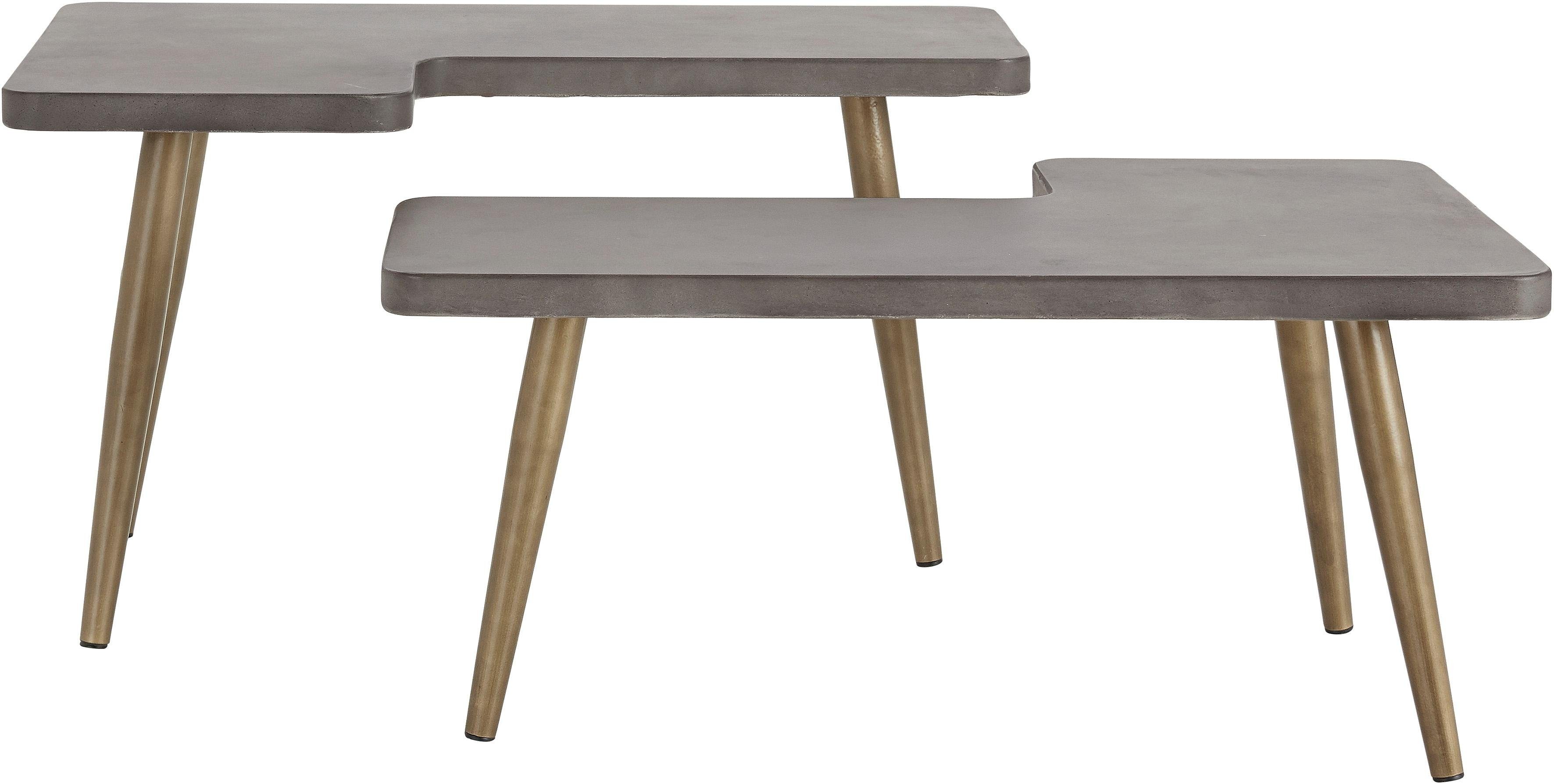 INOSIGN Salontafel Loupe Tafelblad van beton, tafelpoten van messing, breedte 137 cm