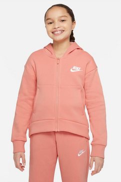 nike sportswear capuchonsweatvest club fleece big kids' (girls') full-zip hoodie oranje