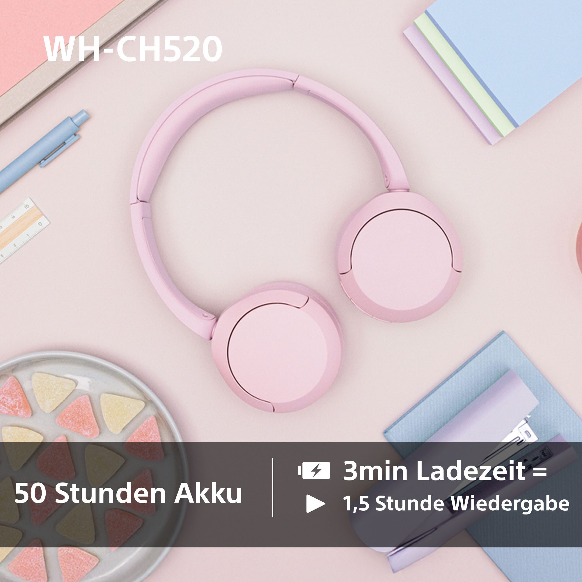 Sony Bluetooth-hoofdtelefoon WHCH520 200 uur max. accuduur (standby)
