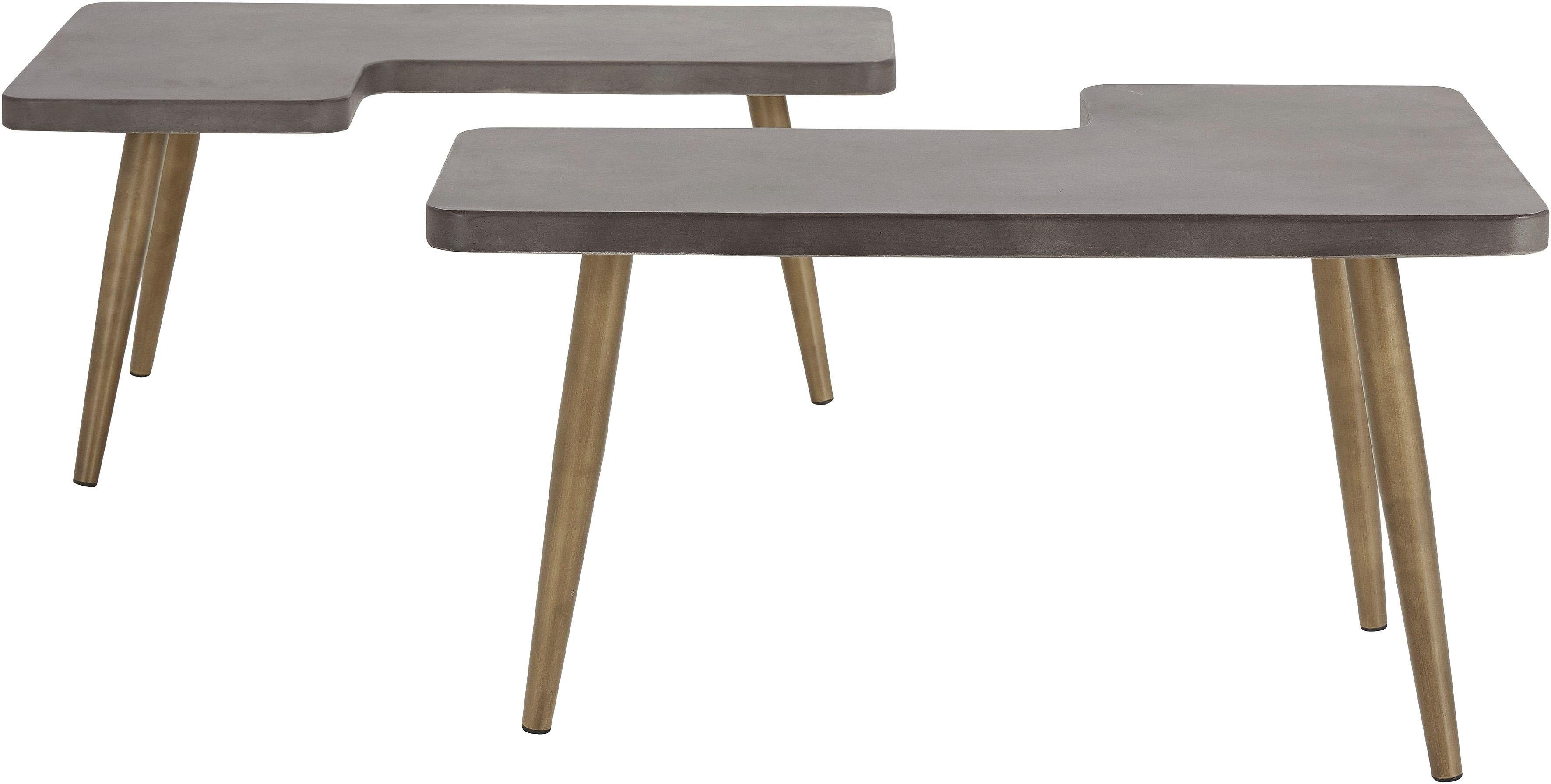 INOSIGN Salontafel Loupe Tafelblad van beton, tafelpoten van messing, breedte 137 cm