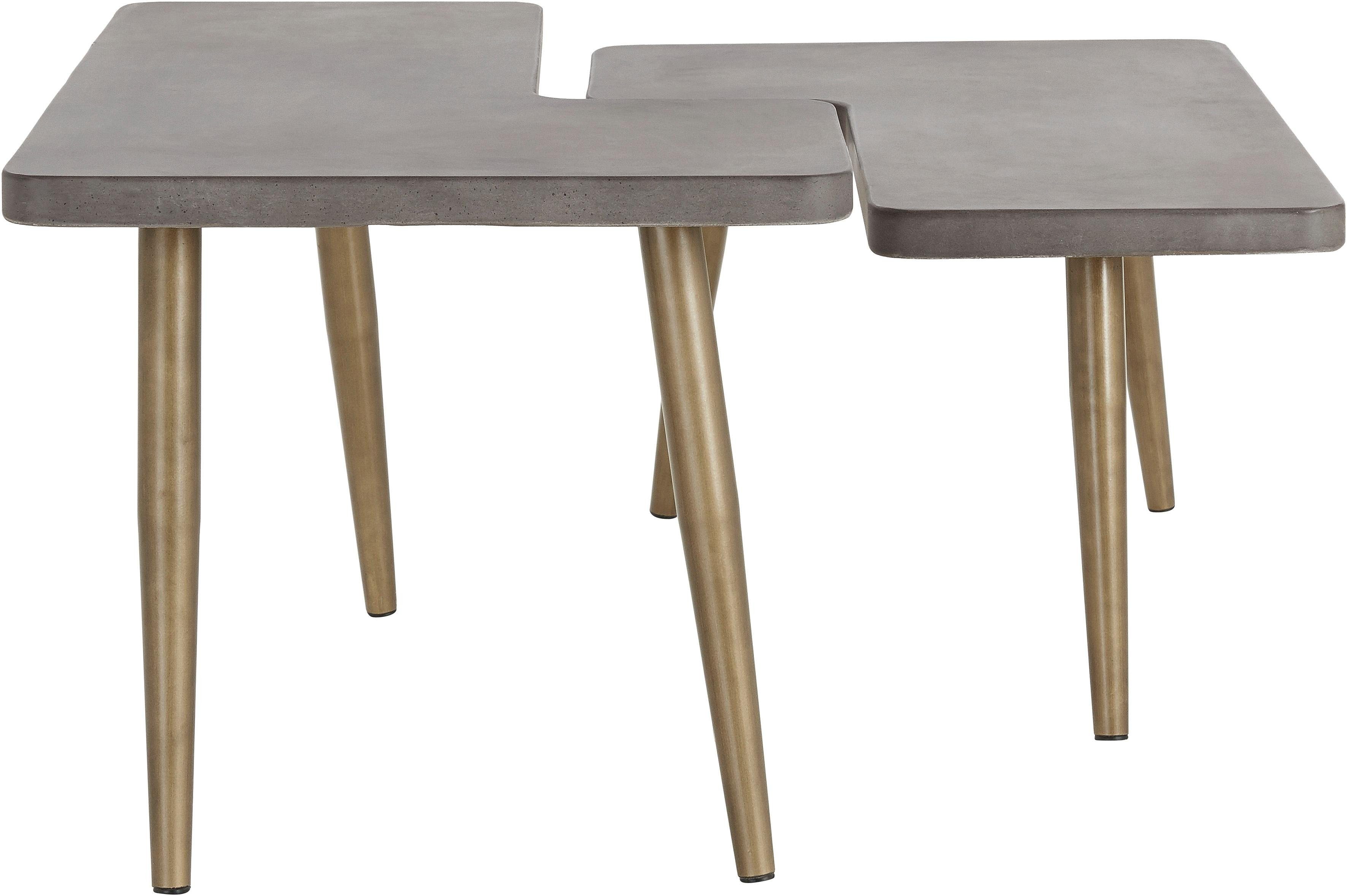 INOSIGN Salontafel Loupe Tafelblad van beton, tafelpoten van messing, breedte 137 cm