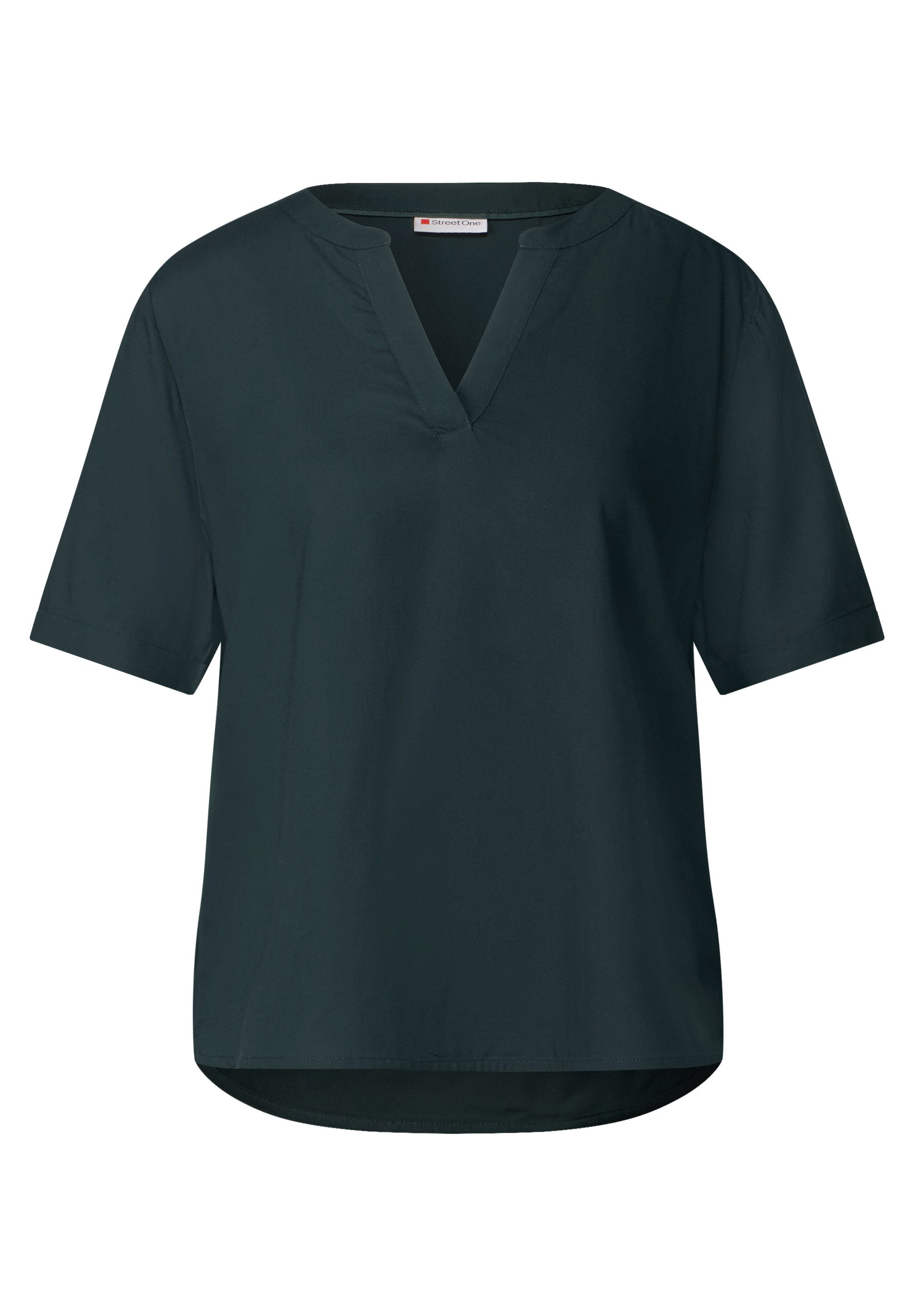 STREET ONE Blouse met korte mouwen met ingesneden ronde hals