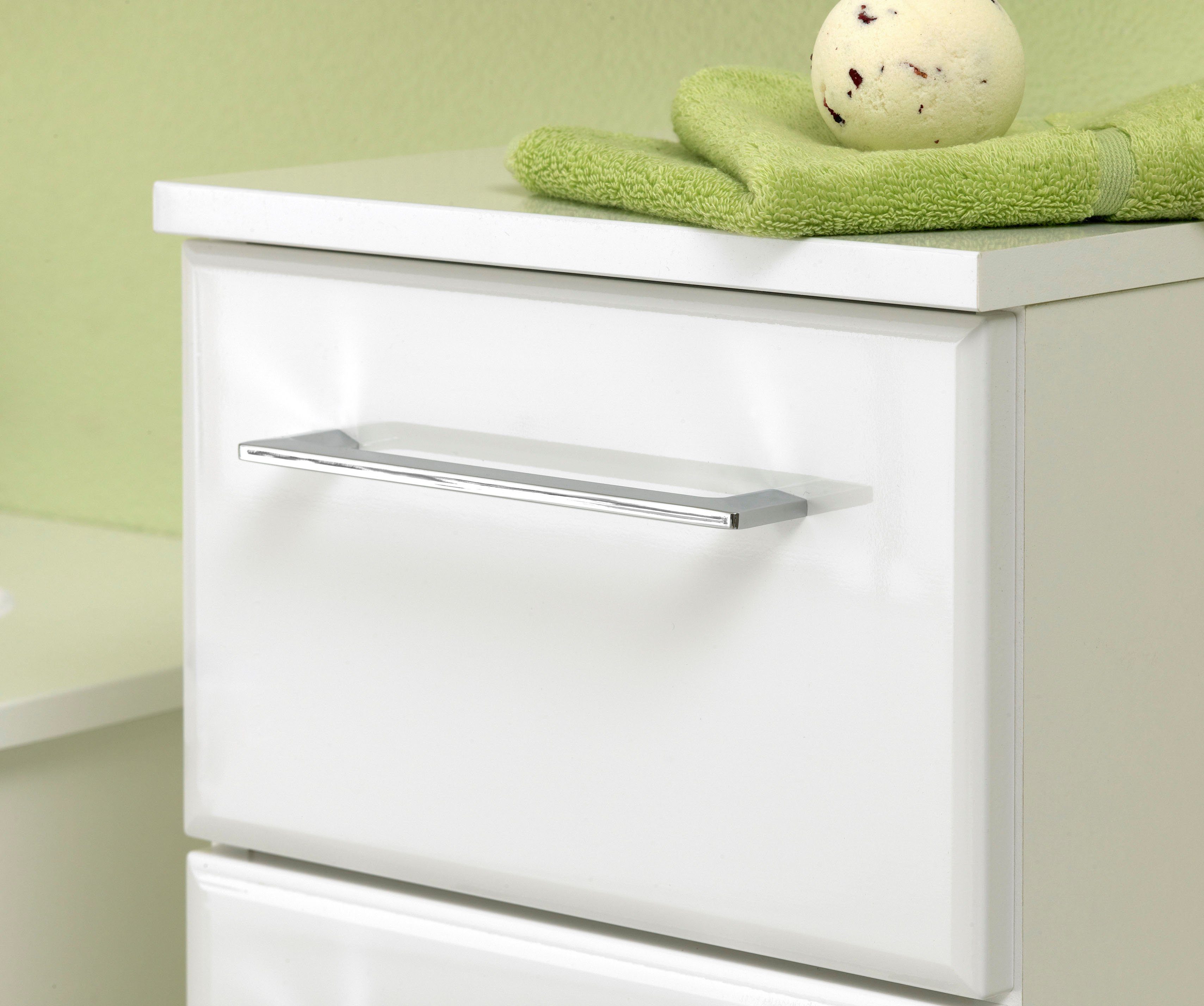 Saphir Onderkast Quickset 376 Badkamermeubel, 1 deur, 1 lade, wit hoogglans Badkamermeubels 30 cm breed, incl. deurdempers, handgrepen in glanzend chroom
