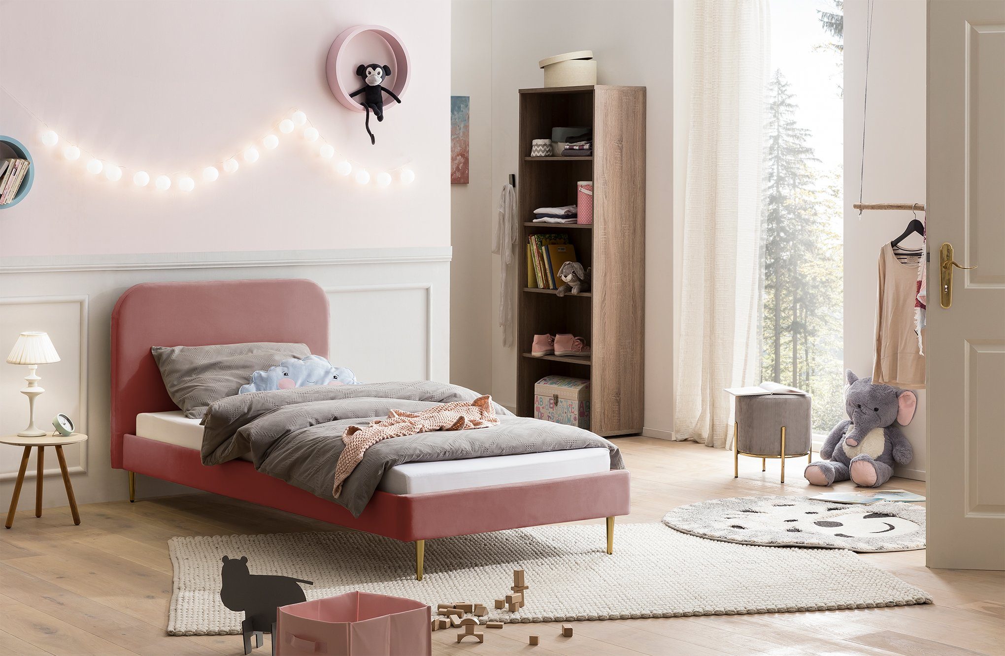 SalesFever Gestoffeerd bed Poten chroom goudkleur