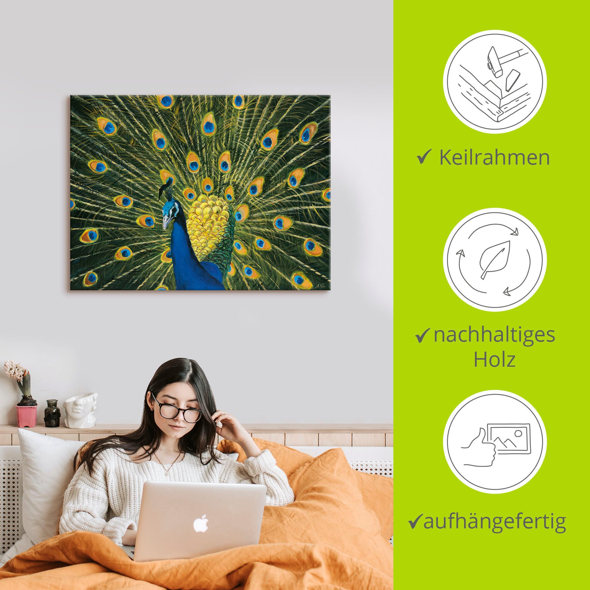 Artland Artprint Pauw als artprint van aluminium, artprint voor buiten, artprint op linnen, poster, muursticker