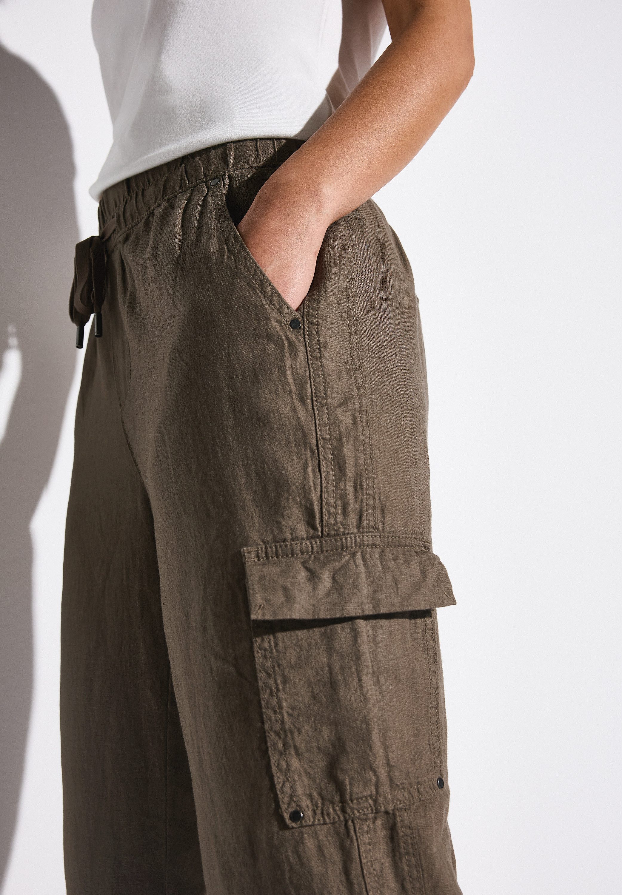 STREET ONE Linnen broek Style Bonny in cargo-look