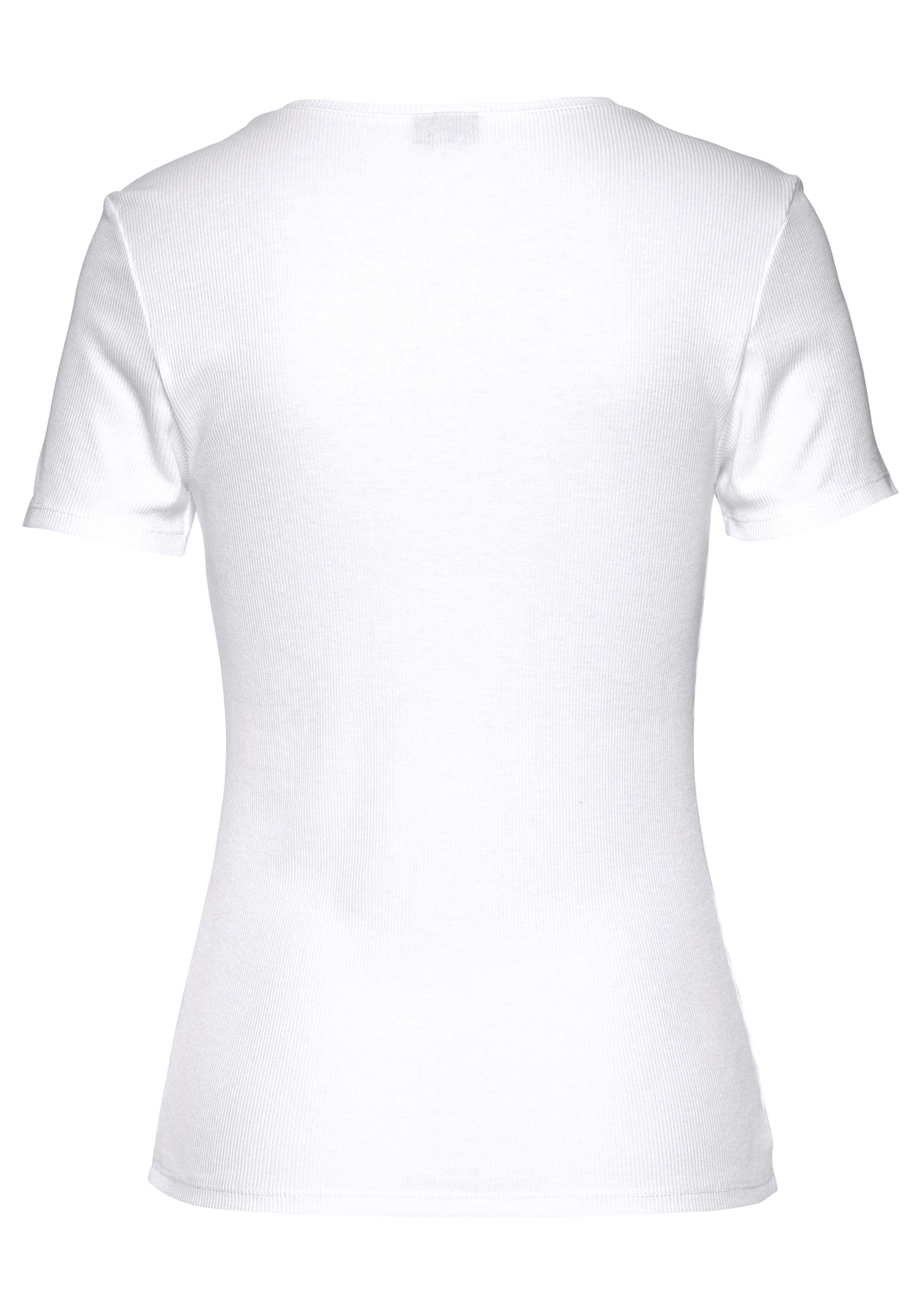 Lascana T-shirt van zacht ribmateriaal (Set van 2)