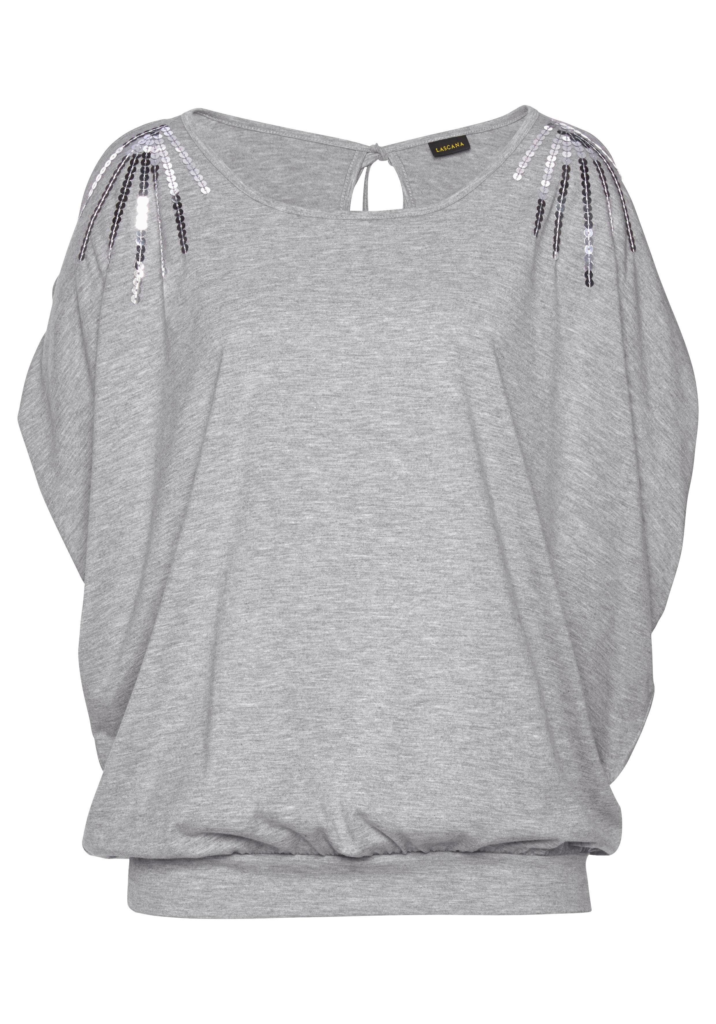 Lascana Strandshirt met pailletten, shirt met korte mouwen, longshirt, off-the-shoulder