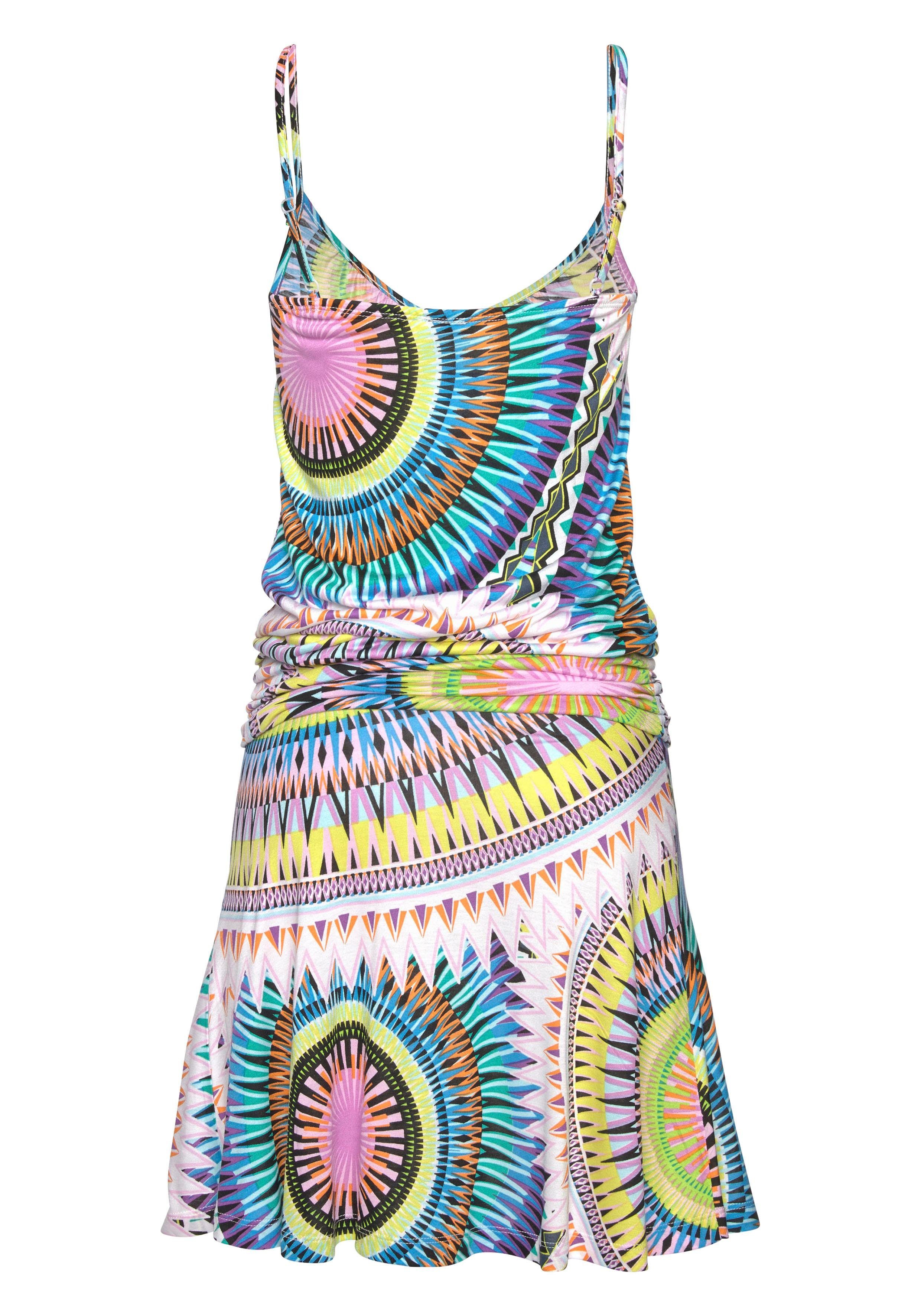 Beachtime Strandjurk met grafische print in etno-stijl, kort zomerjurk