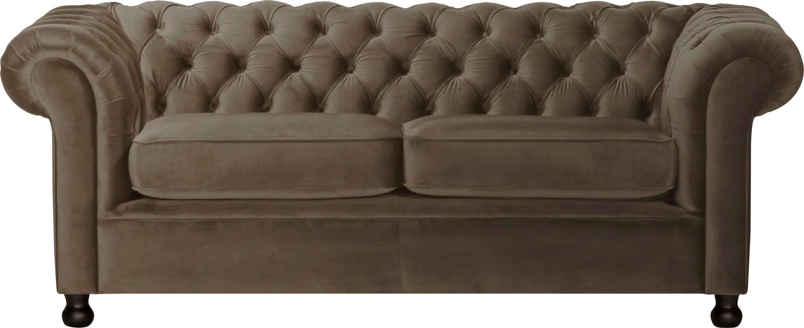 Home affaire Chesterfield-bank Chesterfield Home 3-zits B/D/H: 192/87/75 cn met chique capitonnage en kenmerkende armleuningen