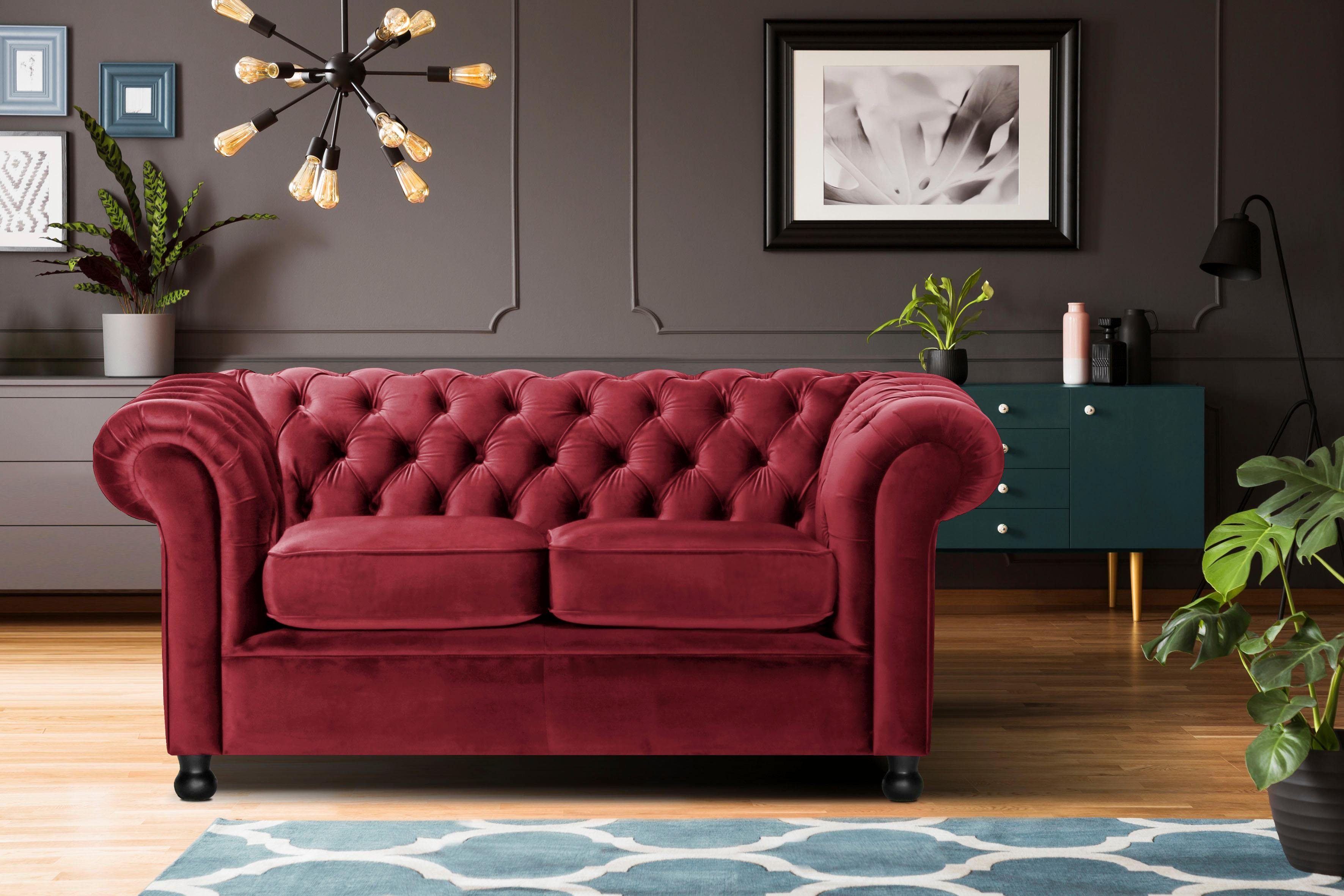 Home affaire Chesterfield-bank Chesterfield Home 2-zits met chique capitonnage en kenmerkende armleuningen