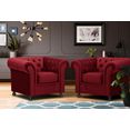 home affaire fauteuil chesterfield home met chique capitonnage en kenmerkende armleuningen rood