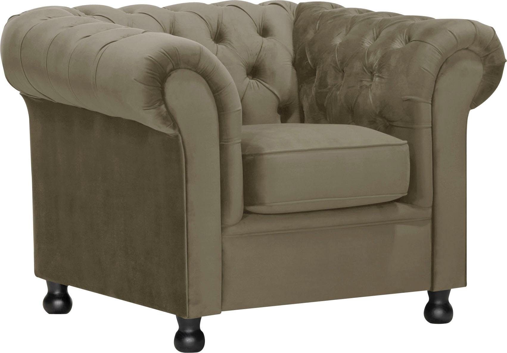 Home affaire Fauteuil Chesterfield Home met chique capitonnage en kenmerkende armleuningen