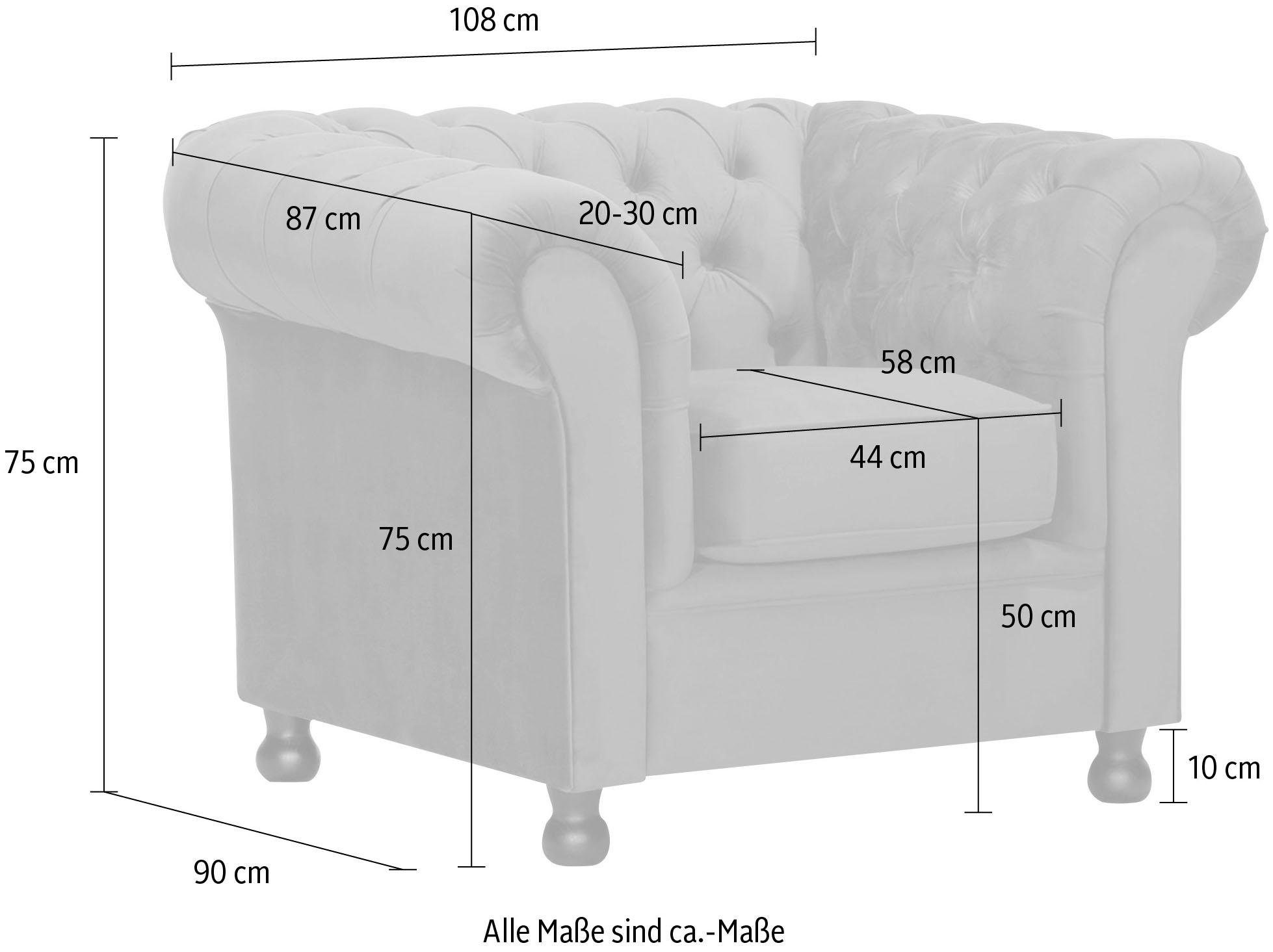 Home affaire Fauteuil Chesterfield Home met chique capitonnage en kenmerkende armleuningen