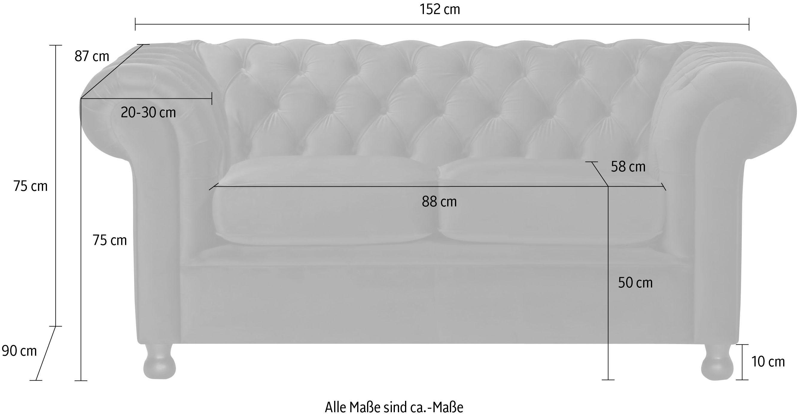 Home affaire Chesterfield-bank Chesterfield Home 2-zits met chique capitonnage en kenmerkende armleuningen