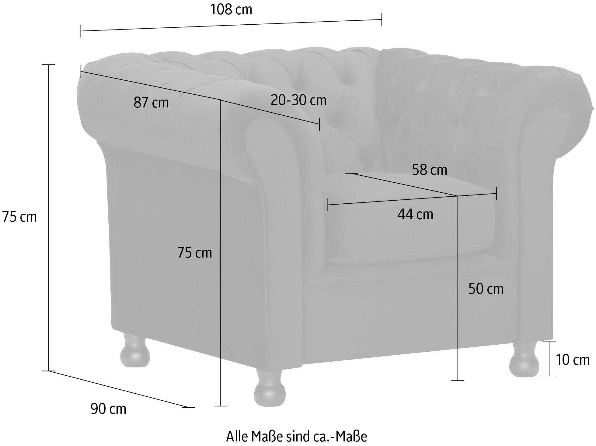 Home affaire Fauteuil Chesterfield Home met chique capitonnage en kenmerkende armleuningen