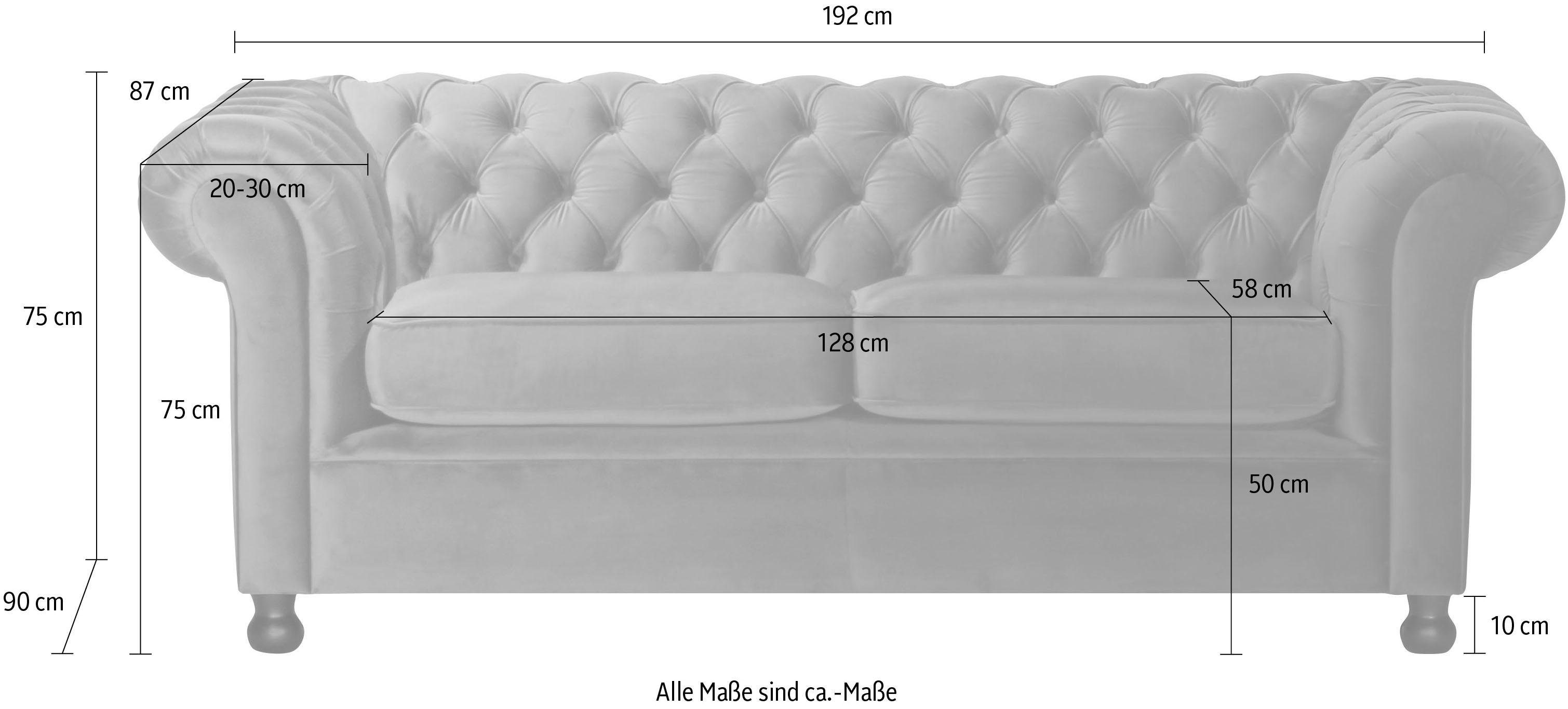 Home affaire Chesterfield-bank Chesterfield Home 3-zits B/D/H: 192/87/75 cn met chique capitonnage en kenmerkende armleuningen