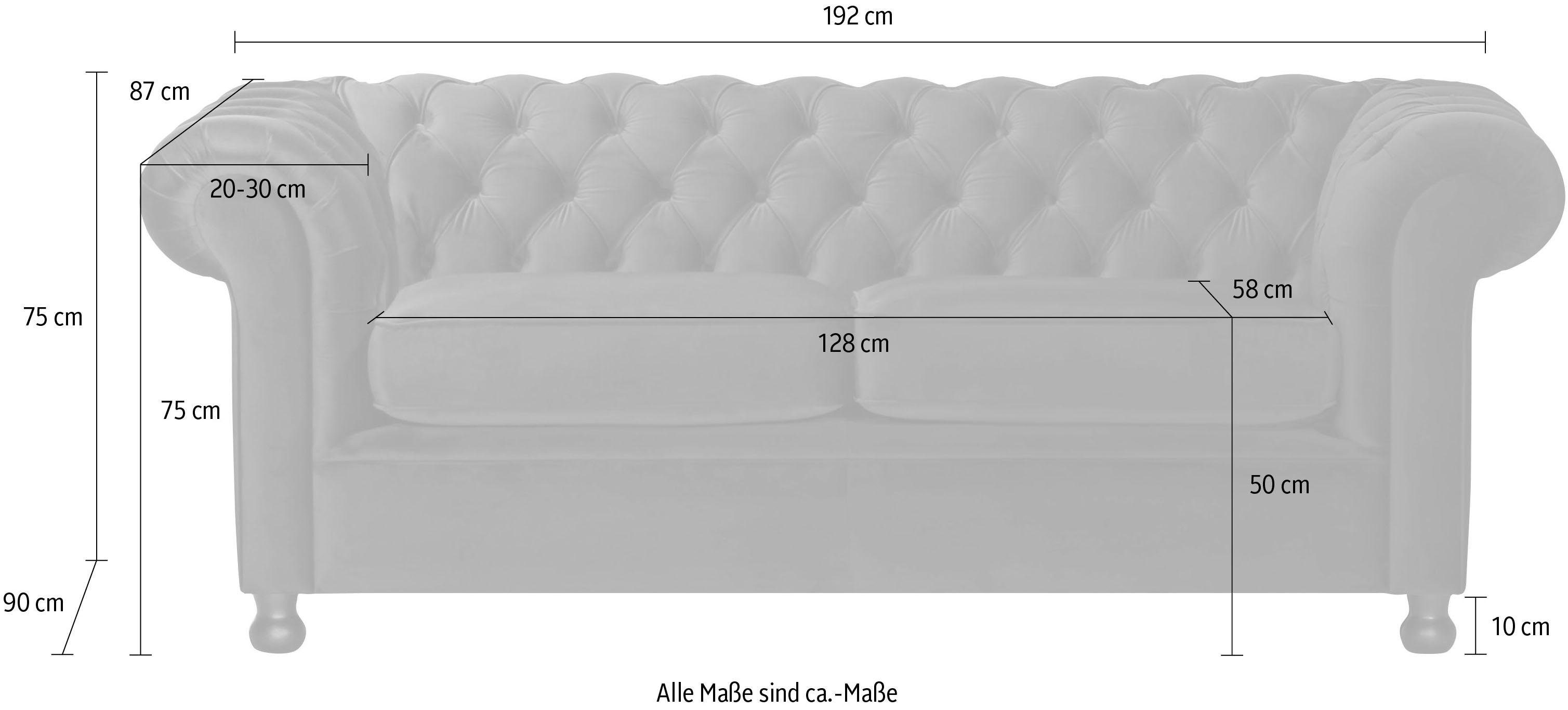 Home affaire Chesterfield-bank Chesterfield Home 3-zits B/D/H: 192/87/75 cn met chique capitonnage en kenmerkende armleuningen