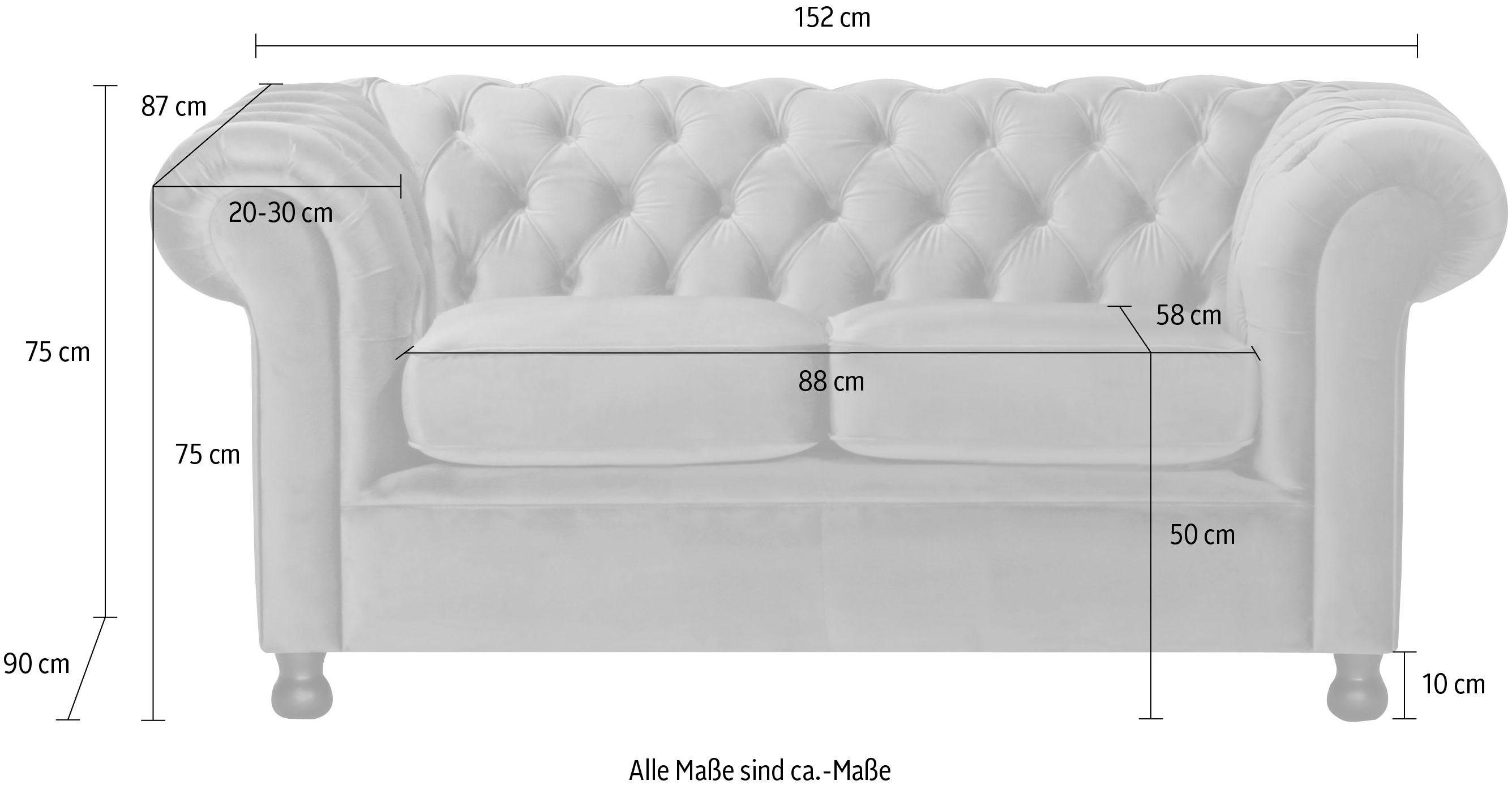 Home affaire Chesterfield-bank Chesterfield Home 2-zits met chique capitonnage en kenmerkende armleuningen