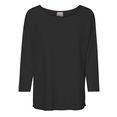 vero moda trui met ronde hals vmnora 3-4 boatneck blouse in breedteribstructuur zwart
