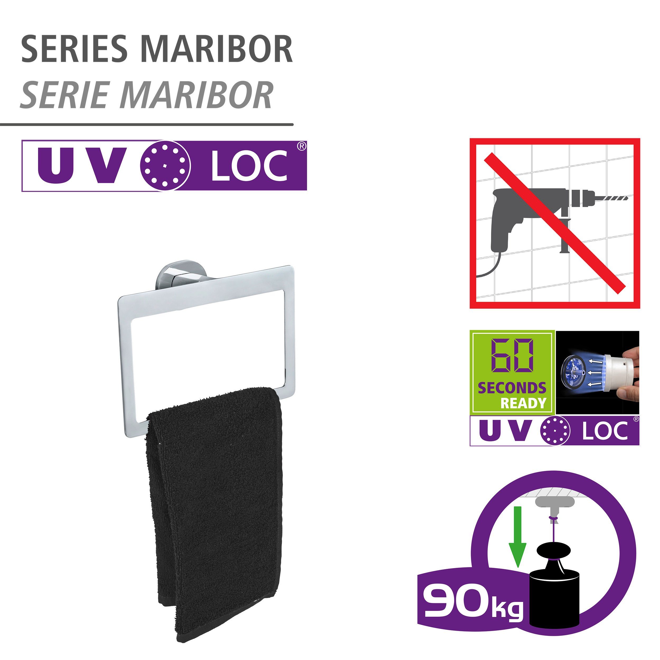 WENKO Handdoekring UV-Loc® Maribor bevestigen zonder boren
