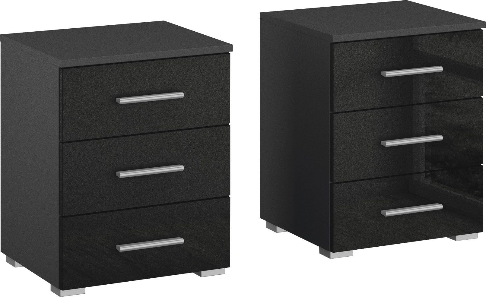 rauch Nachtkastje Base set van 2, optioneel met modern hoogglanzend front (set) nachtkastjes grijs