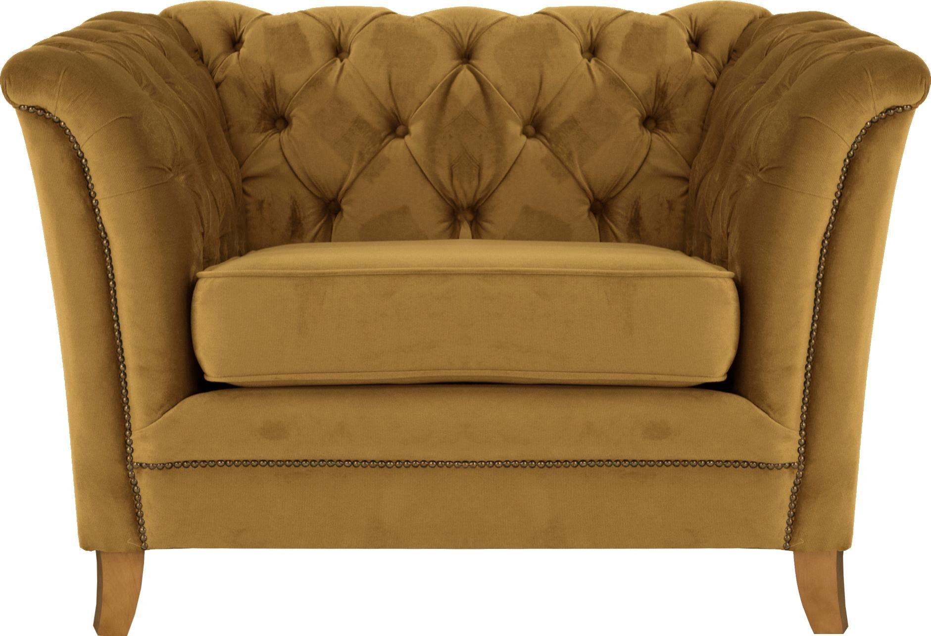 Home affaire Fauteuil Newport moderne Chesterfield met capitonnage achter, opstaande naad en fijne armleuningen