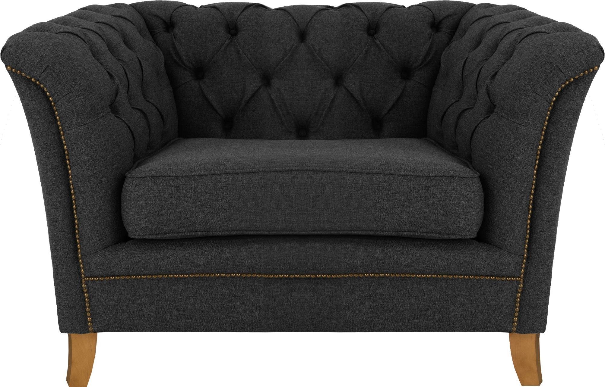 Home affaire Fauteuil Newport moderne Chesterfield met capitonnage achter, opstaande naad en fijne armleuningen