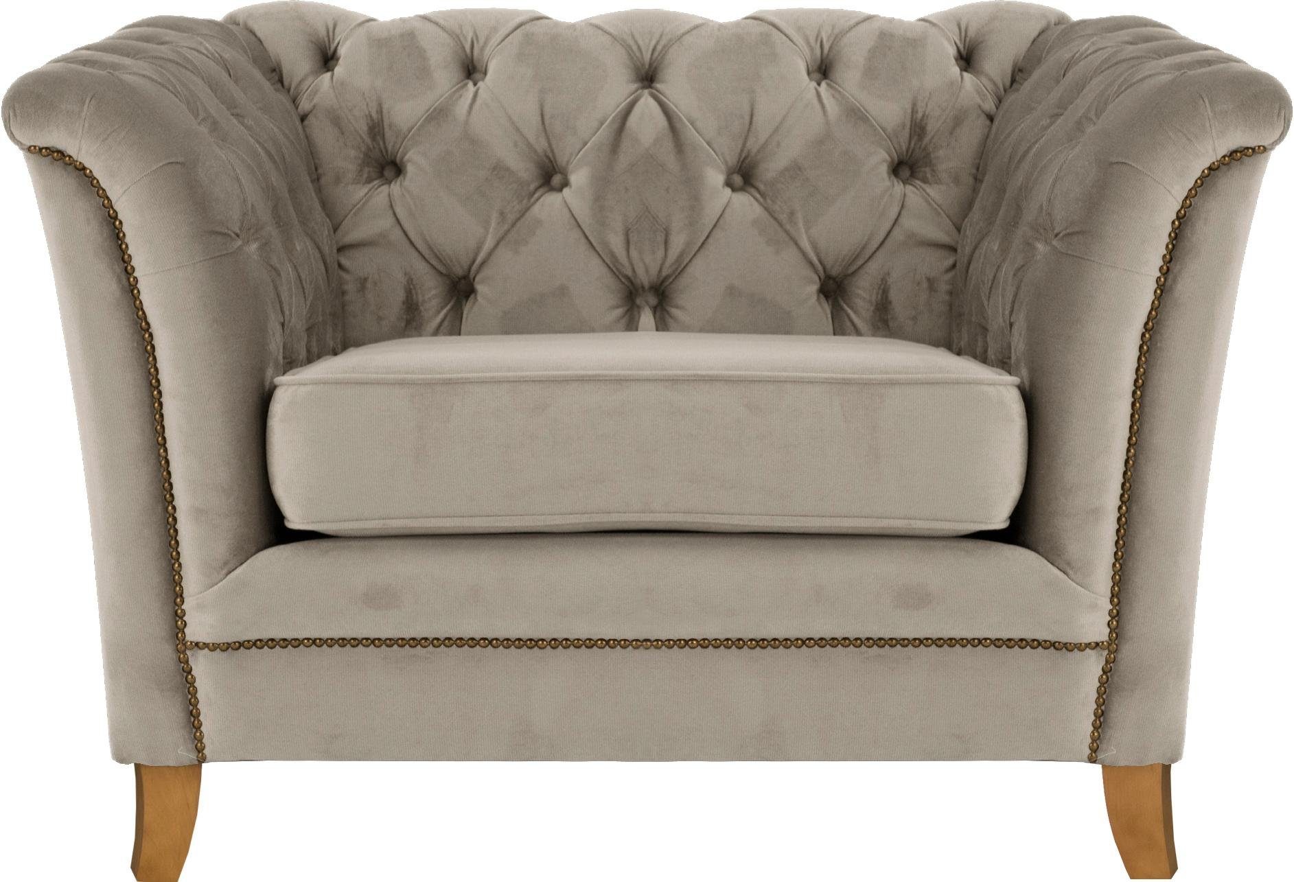Home affaire Fauteuil Newport moderne Chesterfield met capitonnage achter, opstaande naad en fijne armleuningen