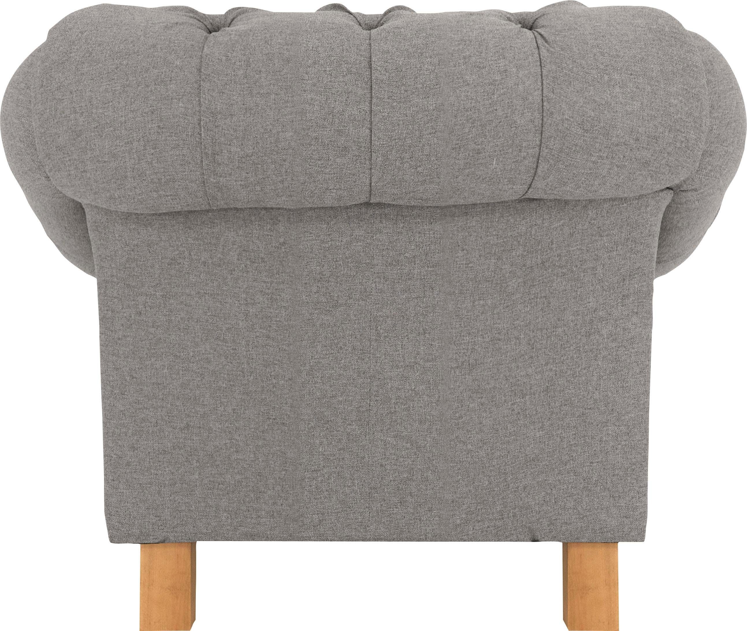 Home affaire Fauteuil Alegra met capitonnage achter, opstaande naad en studs in armleuningen