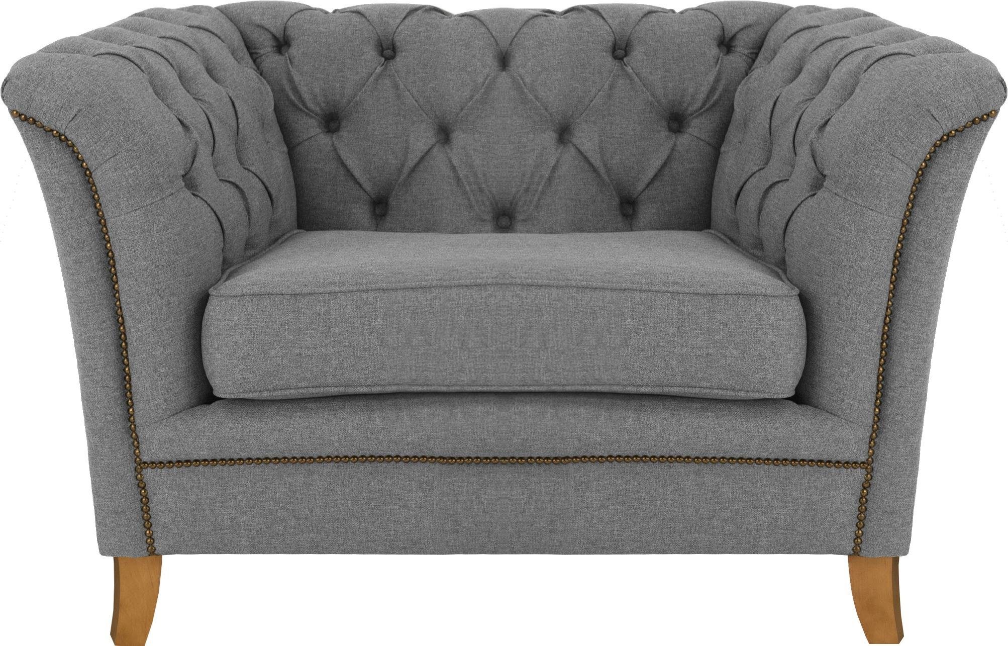 Home affaire Fauteuil Newport moderne Chesterfield met capitonnage achter, opstaande naad en fijne armleuningen