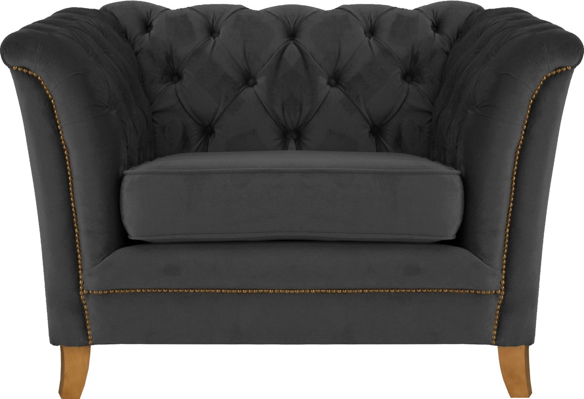 Home affaire Fauteuil Newport moderne Chesterfield met capitonnage achter, opstaande naad en fijne armleuningen