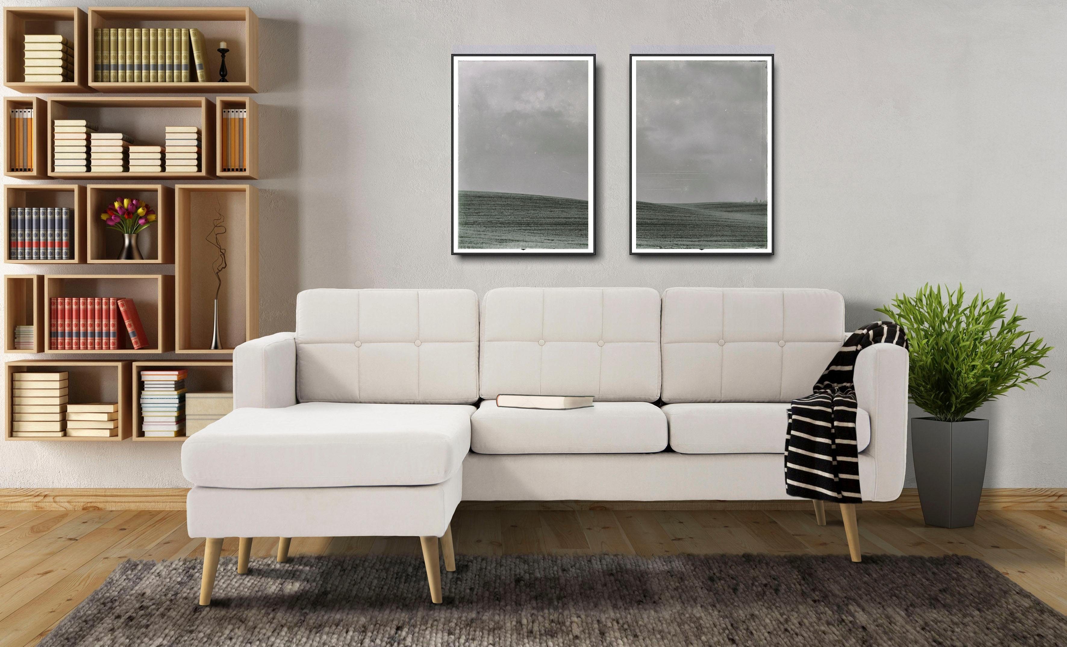 Home affaire Hoekbank Brest L-vorm met capitonnage en stiksels achter, strak design