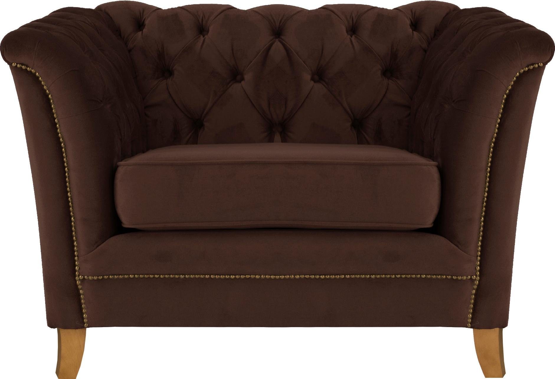 Home affaire Fauteuil Newport moderne Chesterfield met capitonnage achter, opstaande naad en fijne armleuningen