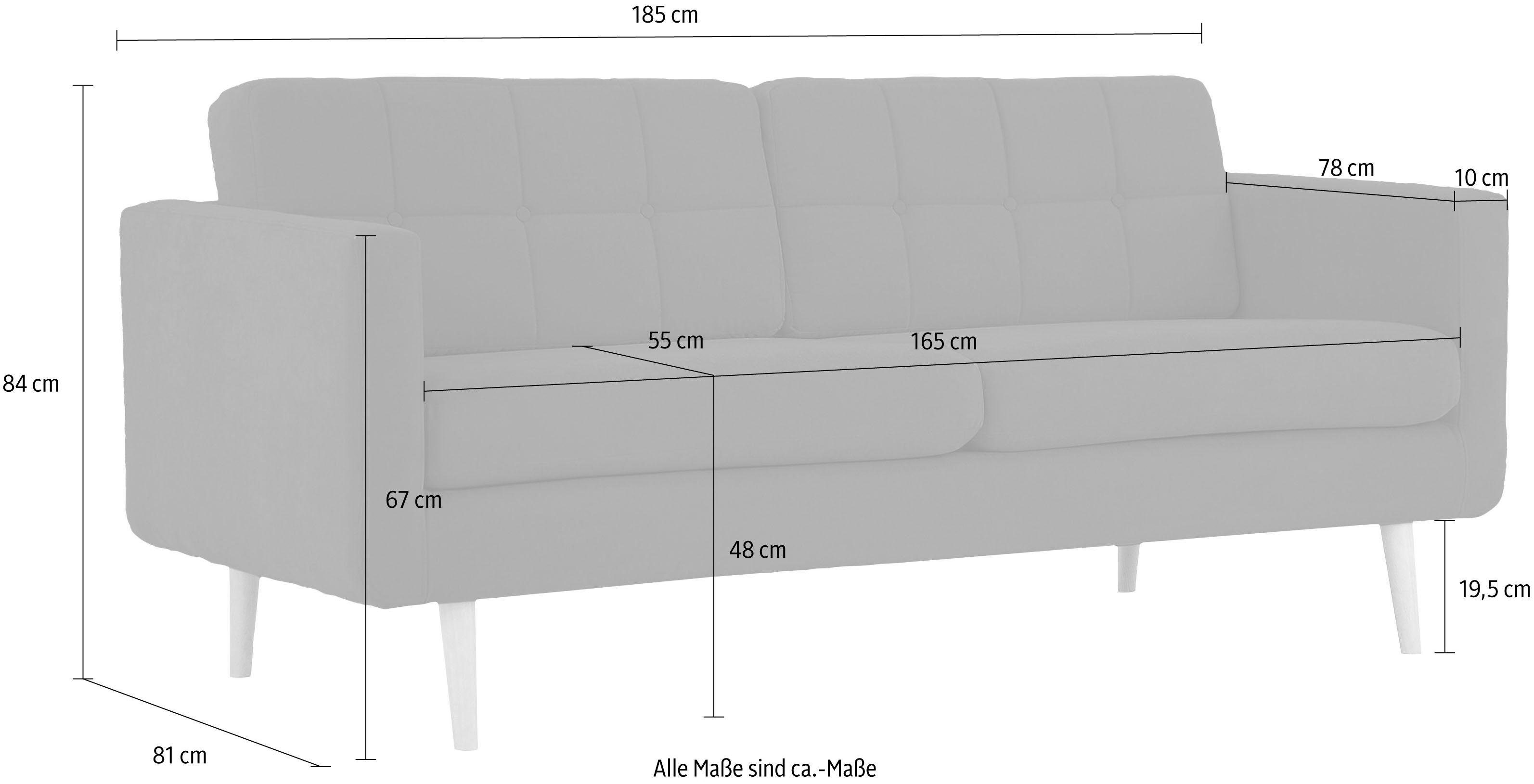 Home affaire 3-zitsbank Brest met capitonnage en stiksels achter, strak design