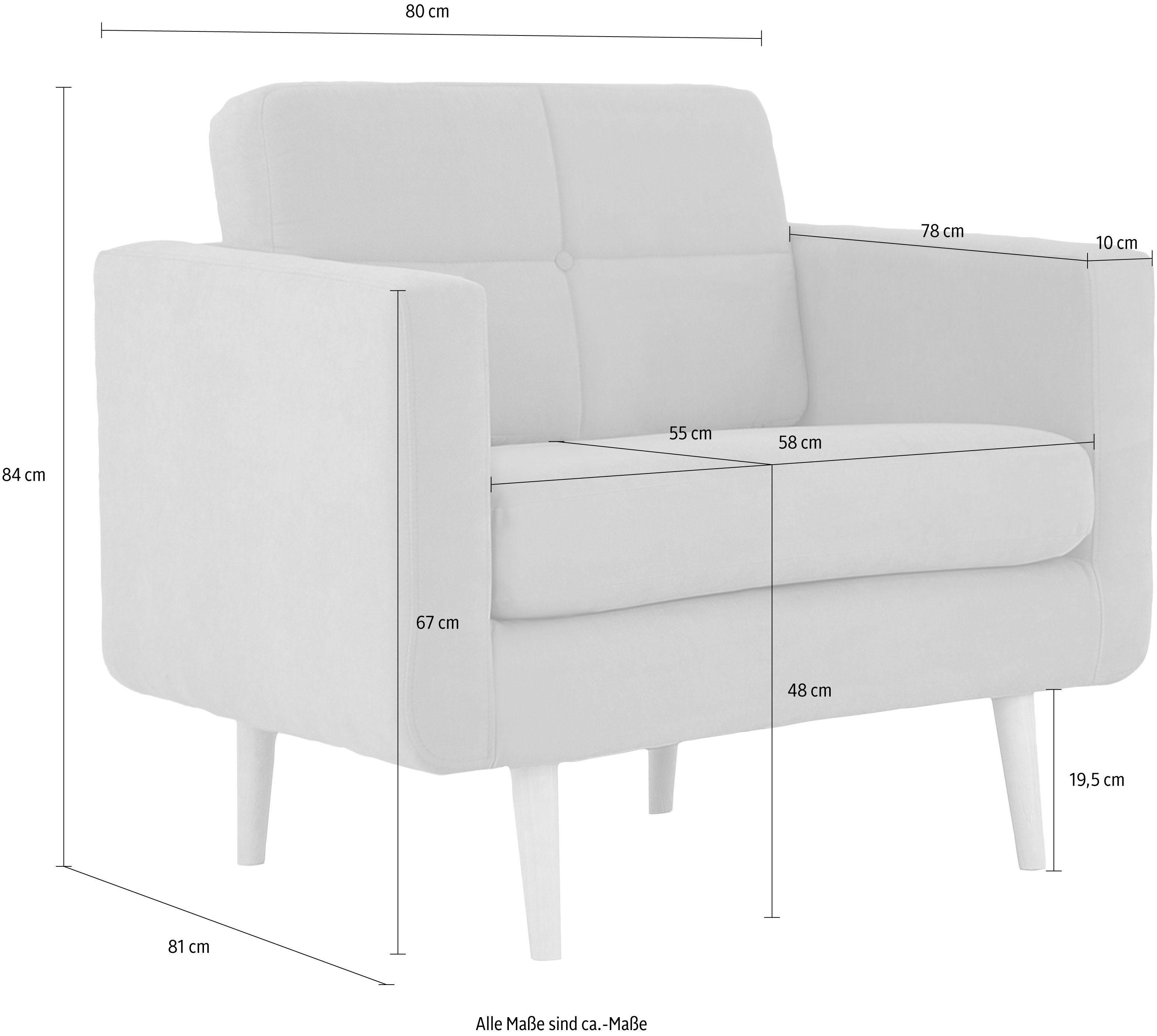 Home affaire Fauteuil Brest met capitonnage en stiksels achter, strak design