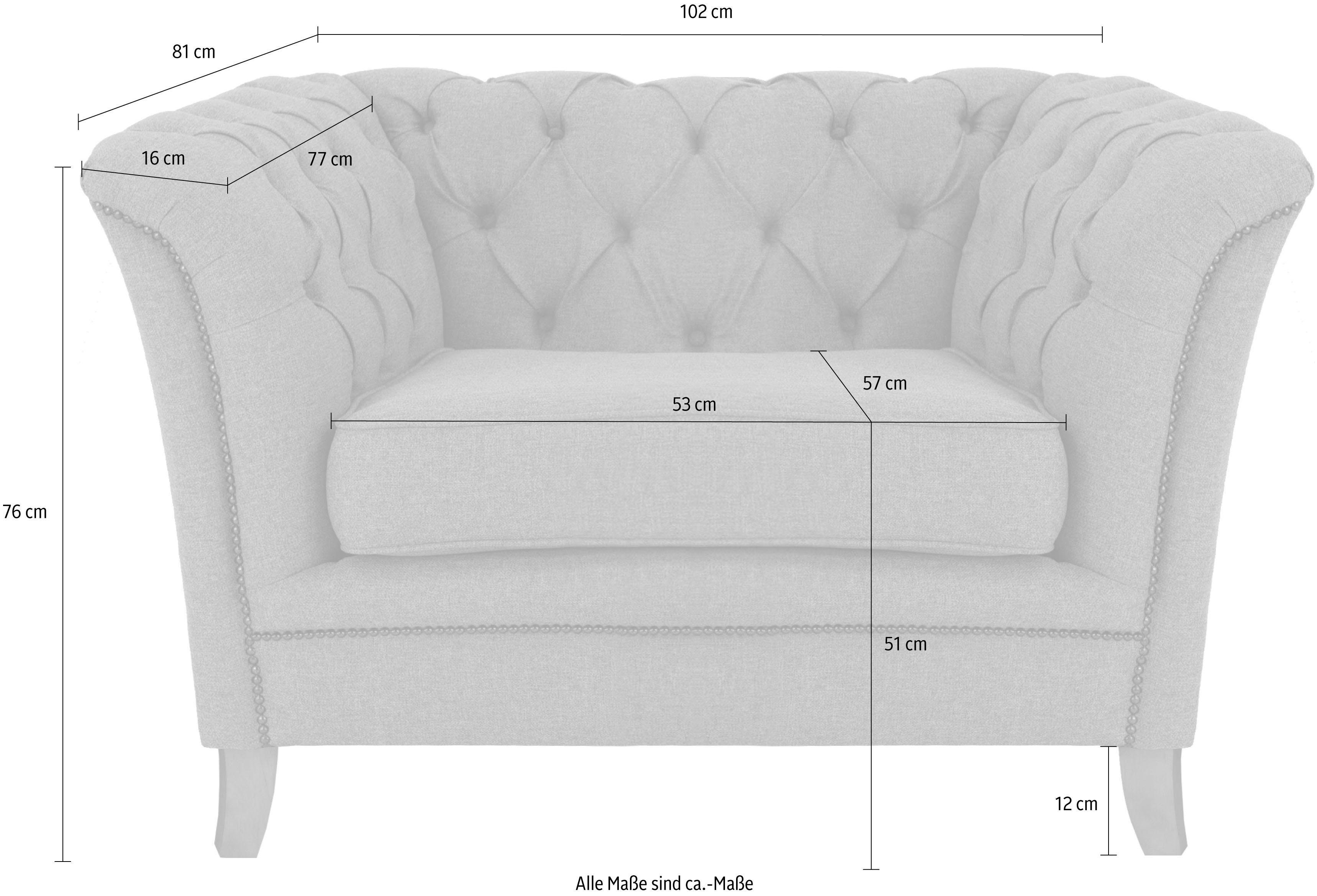 Home affaire Fauteuil Newport moderne Chesterfield met capitonnage achter, opstaande naad en fijne armleuningen