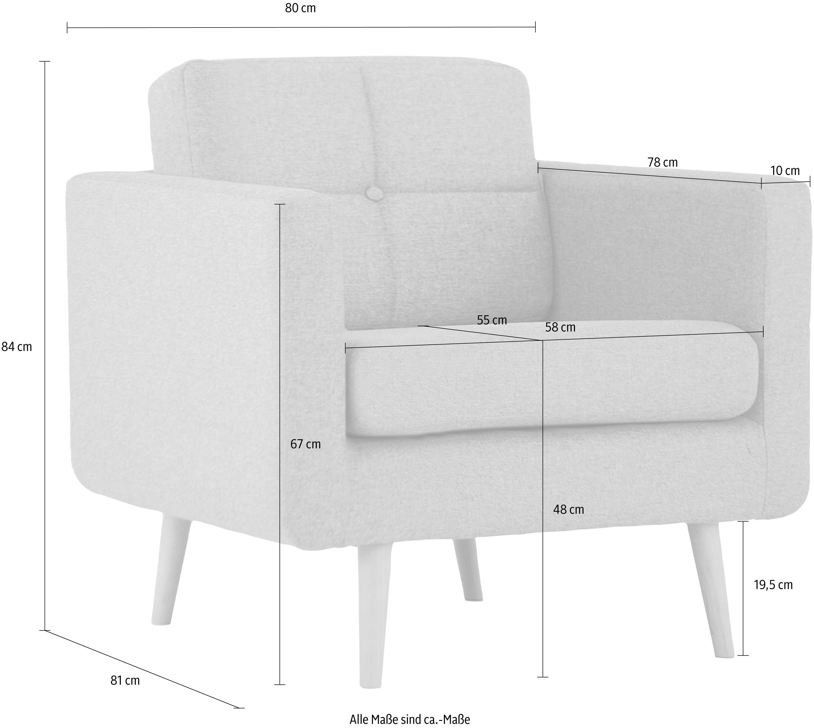 Home affaire Fauteuil Brest met capitonnage en stiksels achter, strak design