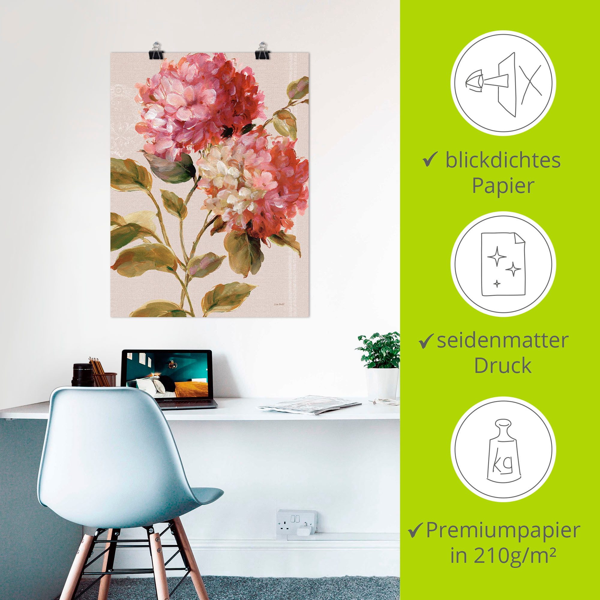 Artland Artprint Harmonieuze hortensia's als artprint op linnen, poster in verschillende formaten maten