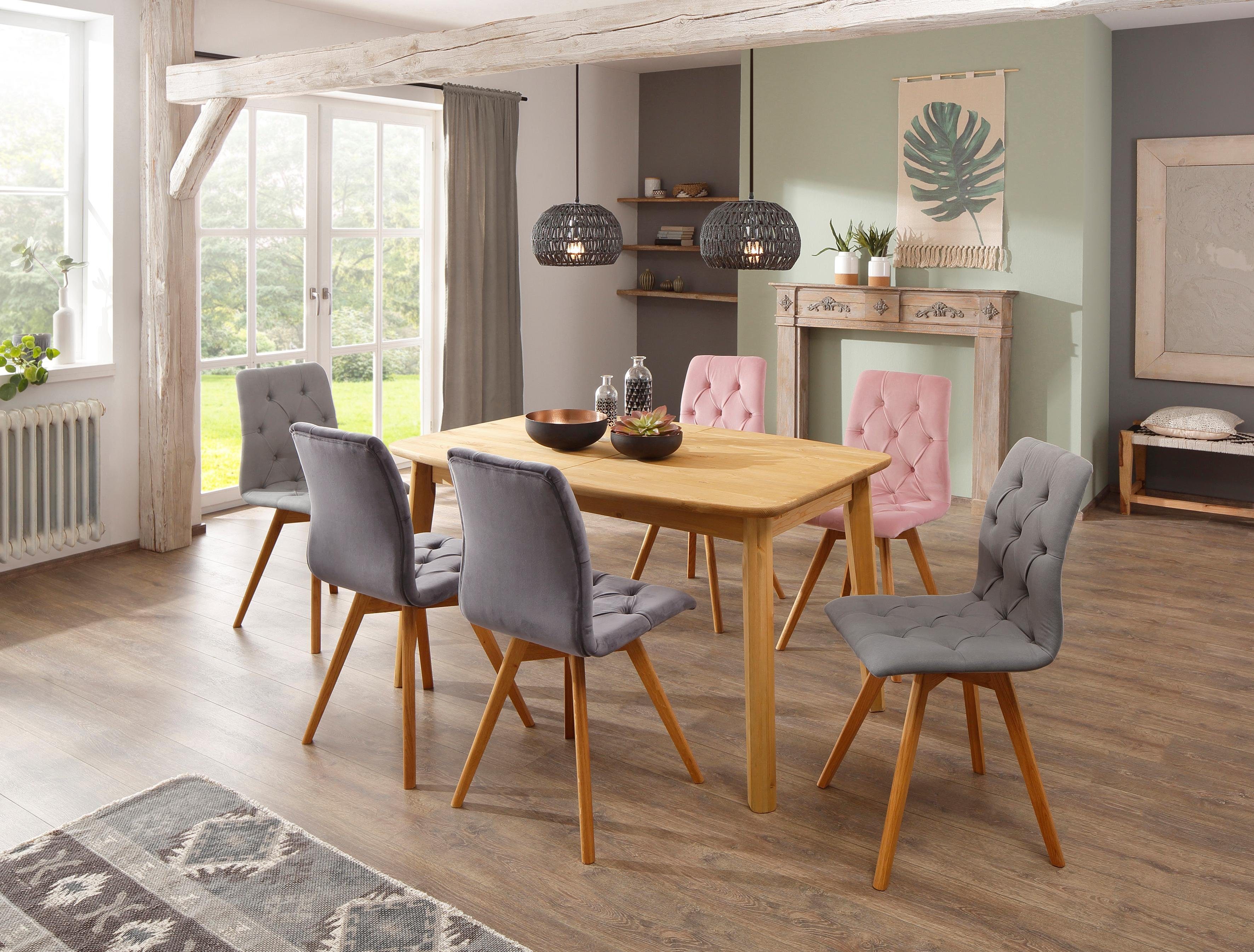Home affaire Eettafel PALERMO met uittrekfunctie, van massief hout, fsc gecertificeerd eettafels maat 140 cm x 76 cm x 90 cm beige