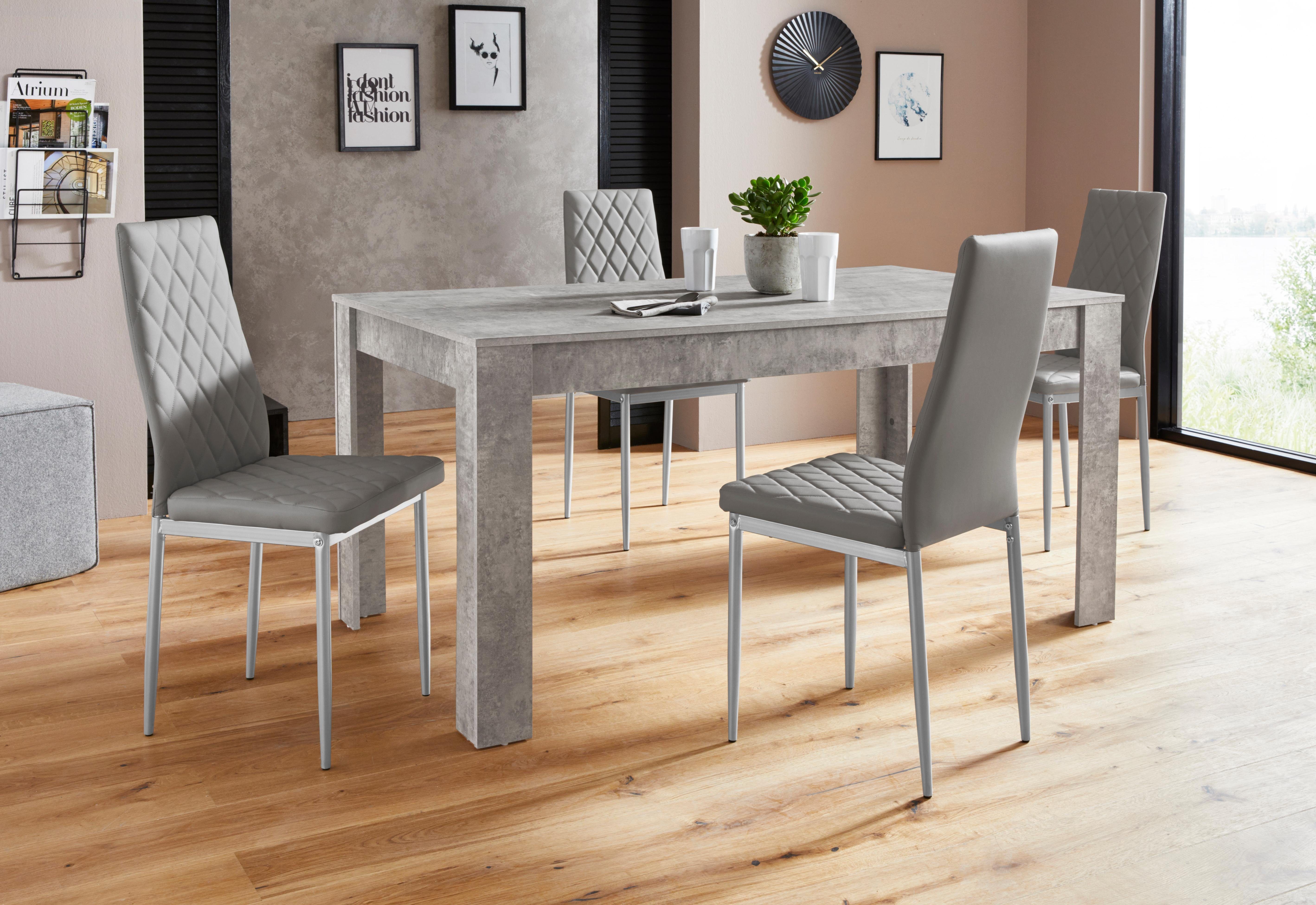 inosign eethoek lynn160-brooke tafel met 4 stoelen (set, 5-delig) grijs
