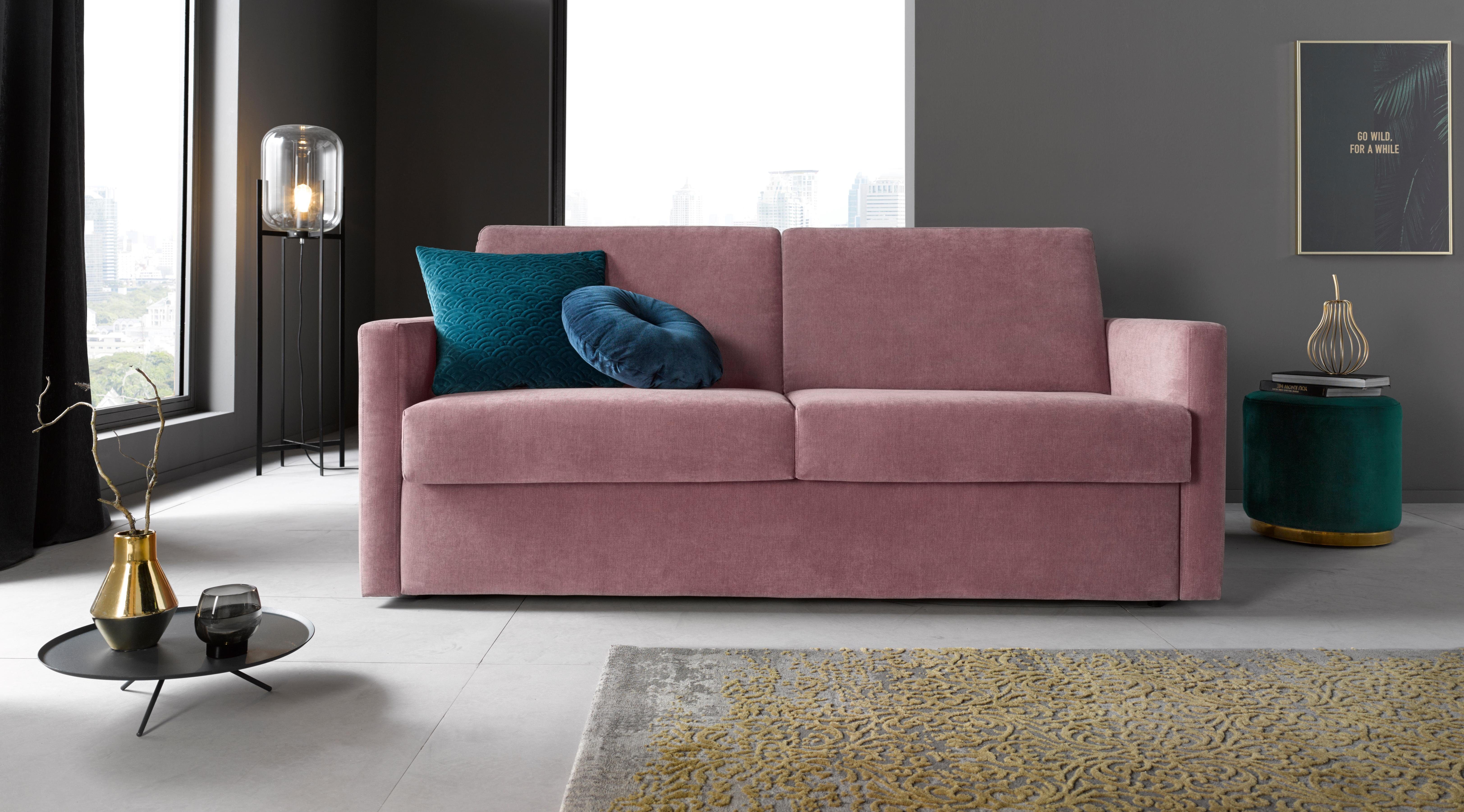 Places of Style Slaapbank GOLDPOINT 182 cm, slaapbank, ligoppervlak 140/200 cm, 3-zitsbank met slaapbank functie, matras met bonellvering, rood,