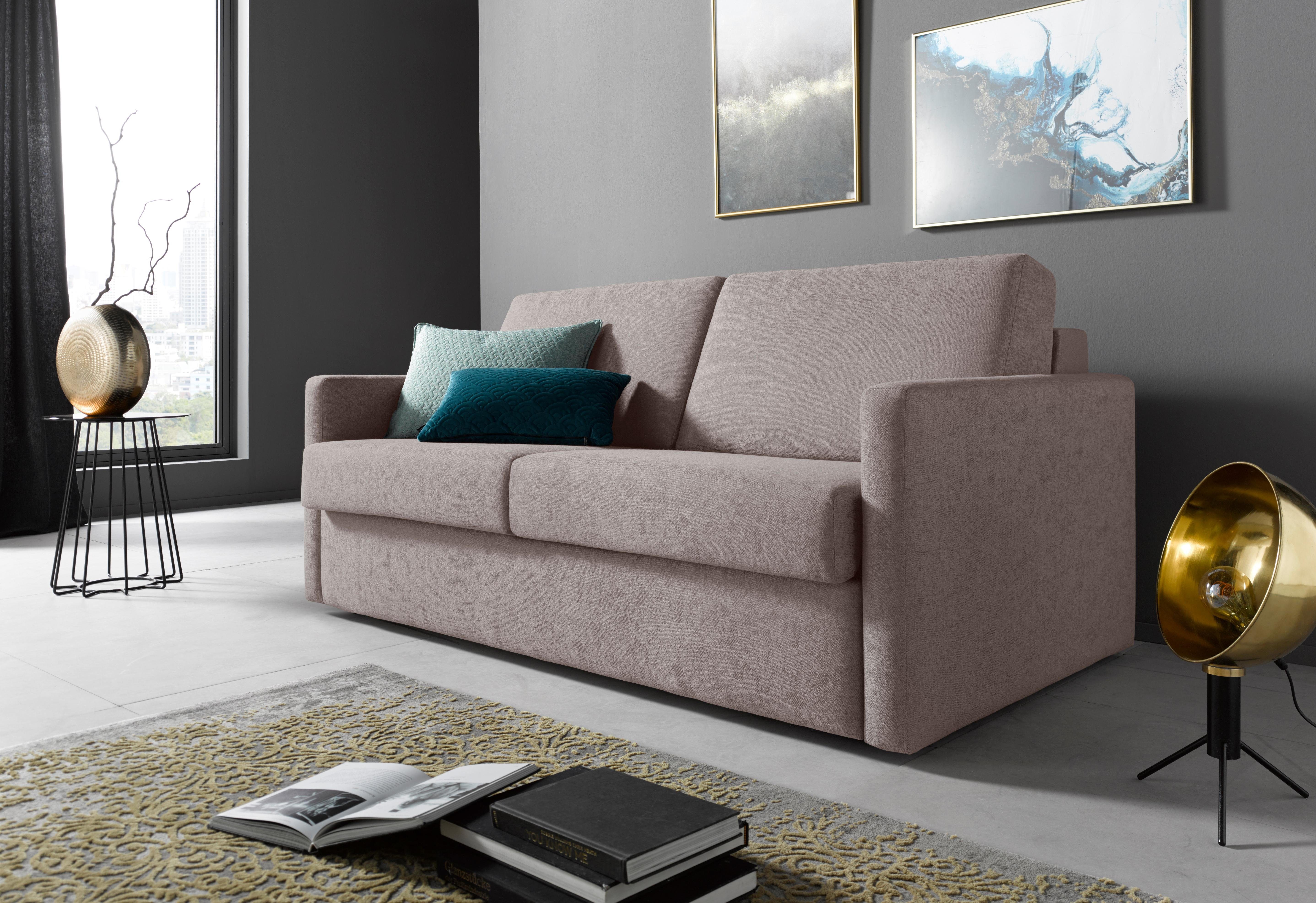 Places of Style Slaapbank GOLDPOINT 182 cm, slaapbank, ligoppervlak 140/200 cm, 3-zitsbank met slaapbank functie, matras met bonellvering, bruin,