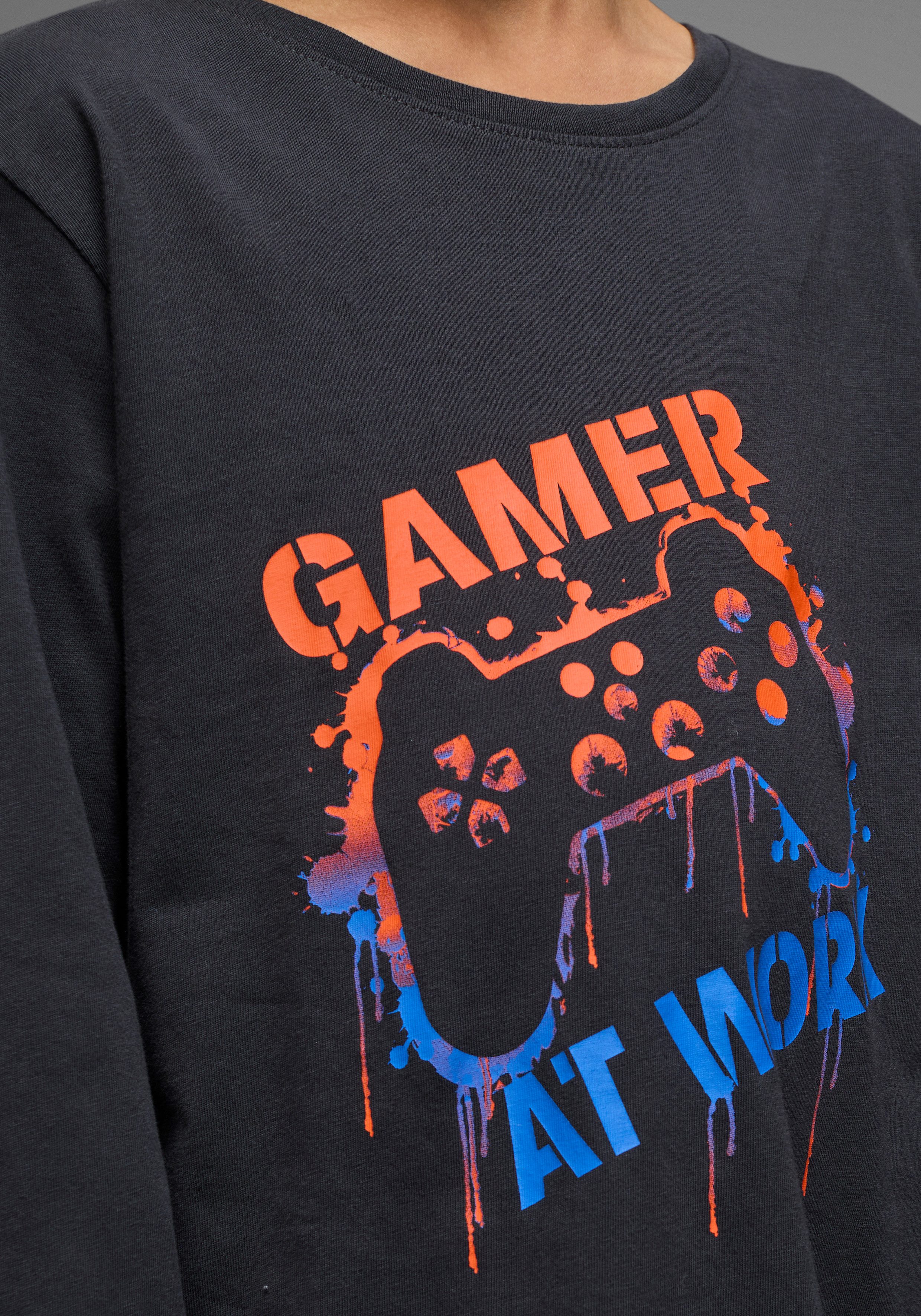 KIDSWORLD Shirt met lange mouwen GAMER AT WORK lange mouwen, van katoen, van jersey stof