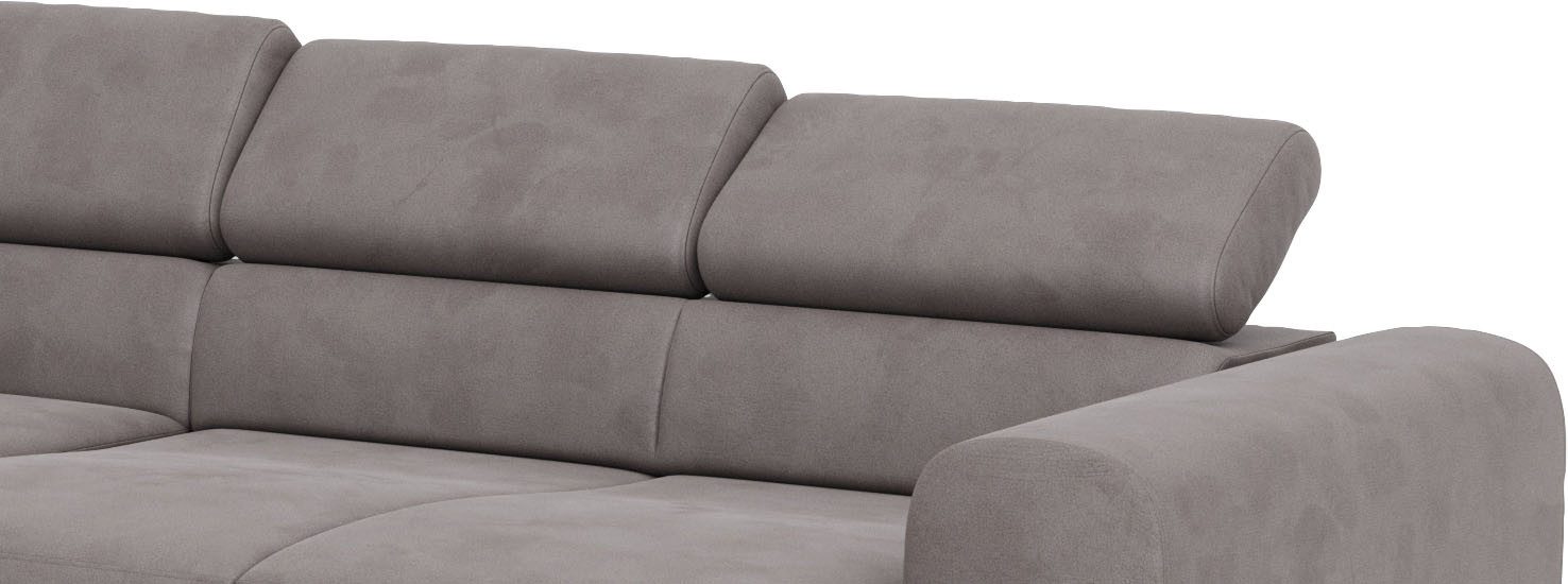 Places of Style Hoekbank Carlo L-vorm met hoofdeinde-verstelling & houten frame-look, optionele relaxfunctie