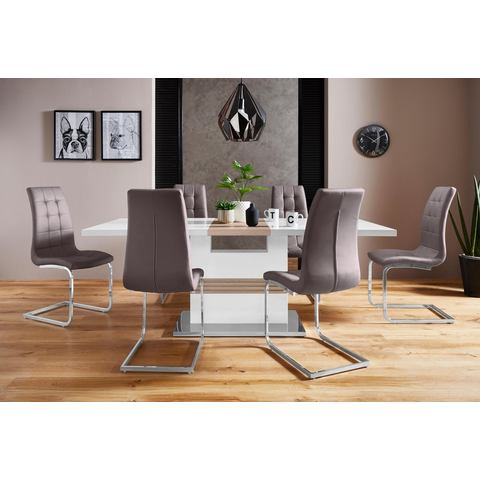 INOSIGN Eethoek Perez-Lola met 4 stoelen, tafel uittrekbaar, breedte 160-200 cm (set, 5-delig)