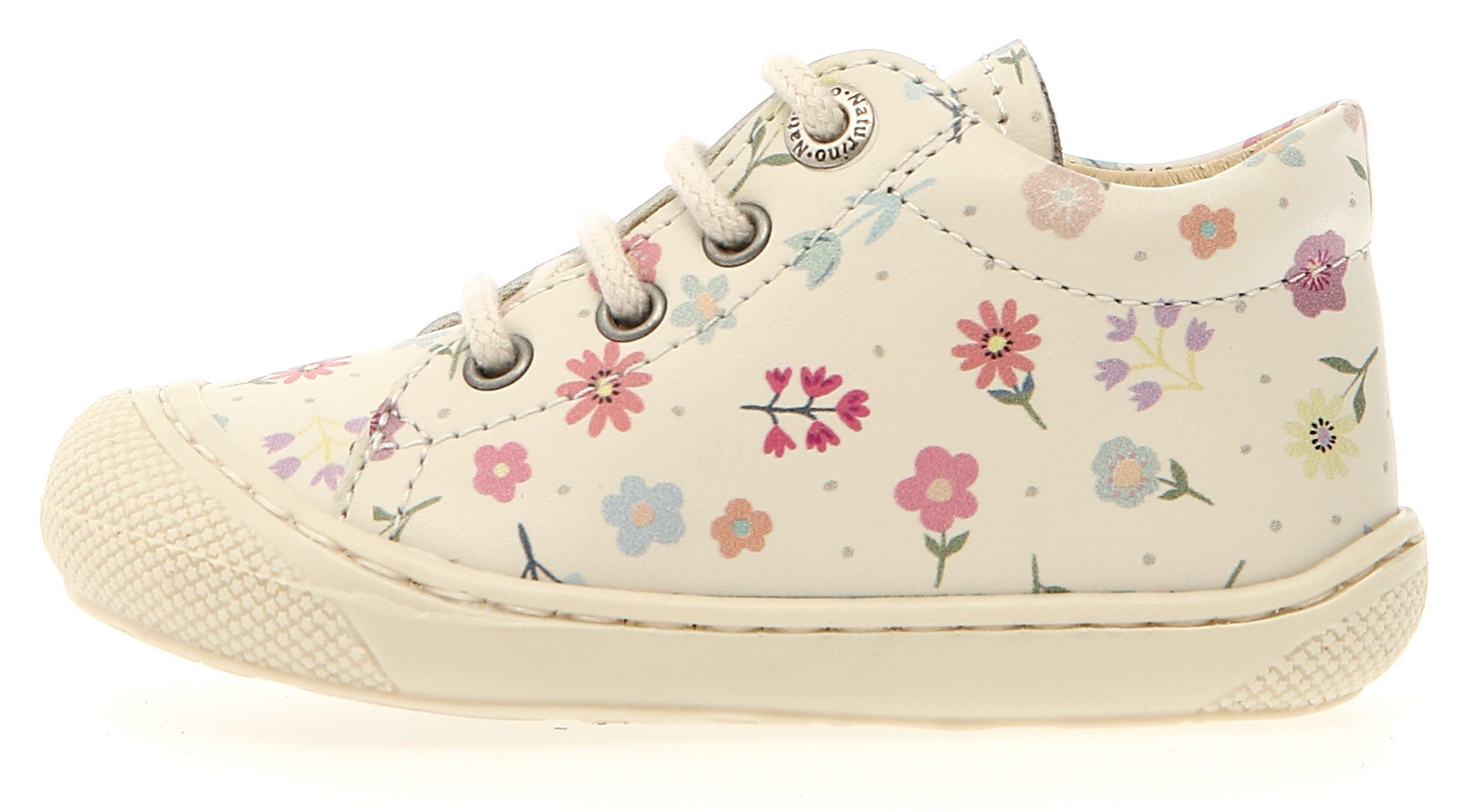 Naturino Babyschoentjes COCOON PR. BONNY MILK Blote voeten schoen met kleurrijke print, maat sjabloon te downloaden