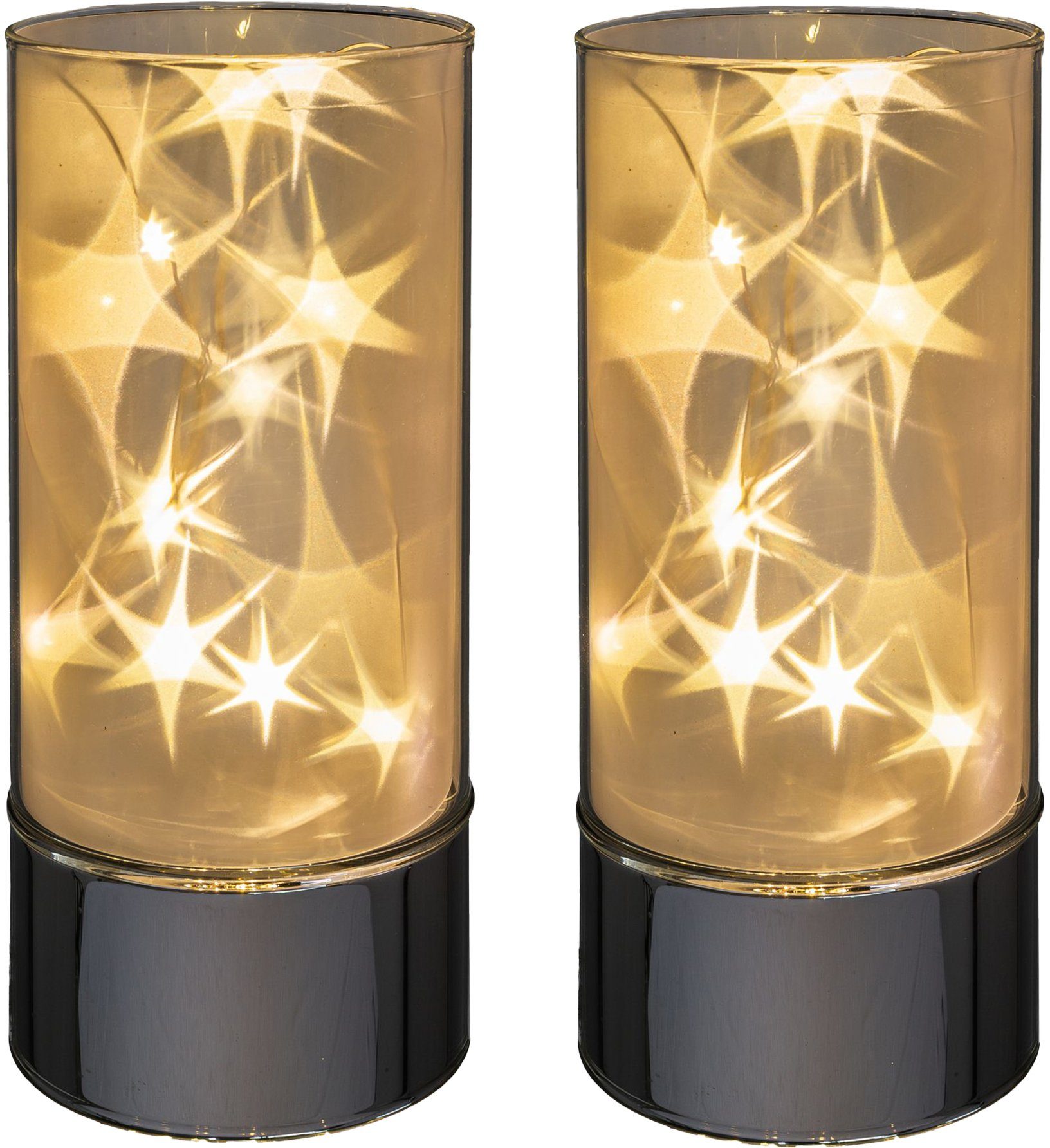 Creativ home Led-lamp Kerst versiering van glas, set van 2, met stereffect (set, 2 stuks)